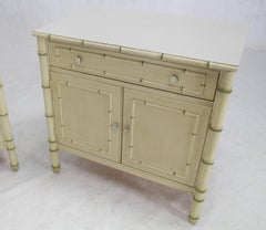 Pair of Faux Bamboo Decorated Bachelor Chests Large End Tables Nightstands