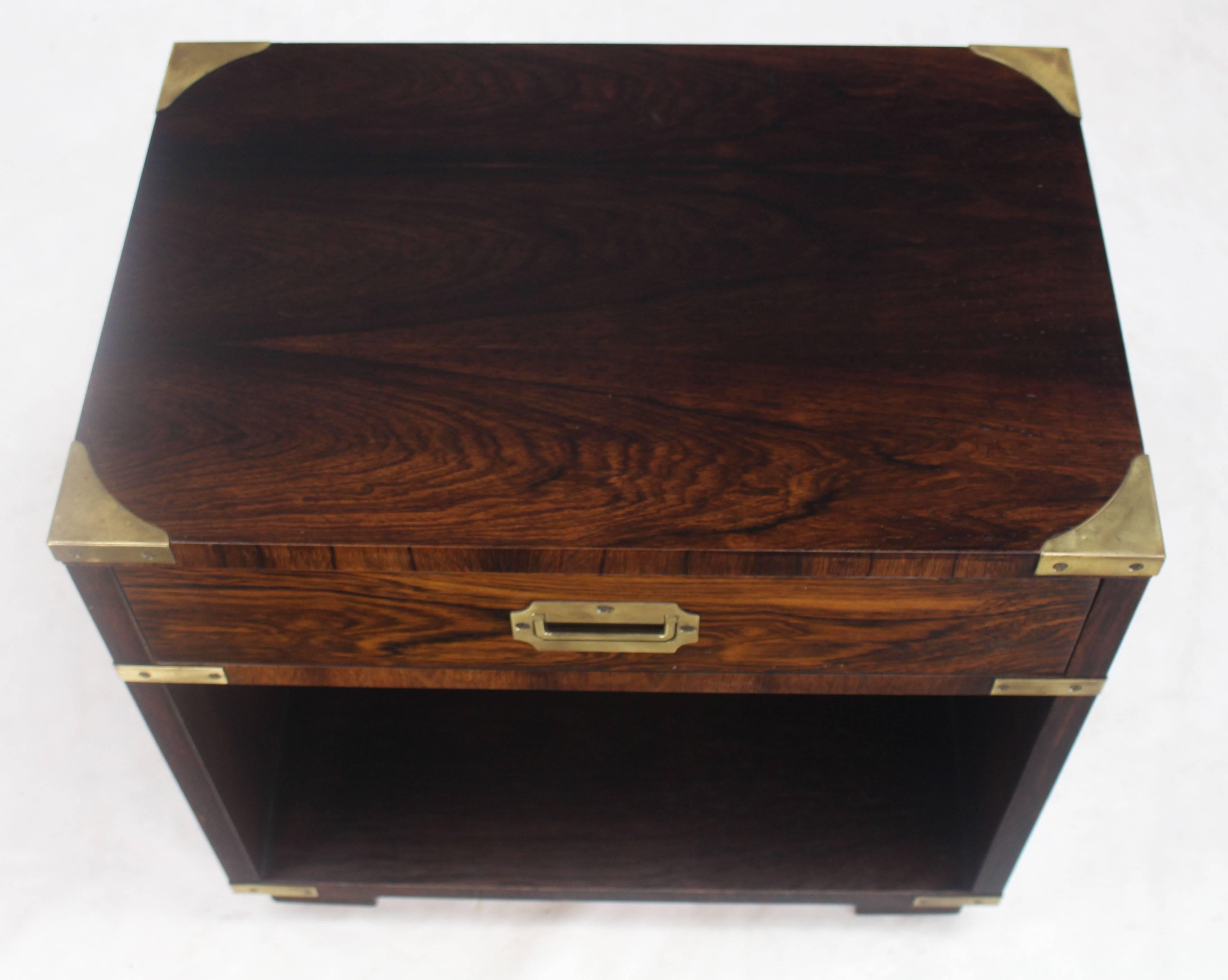 Rosewood Brass Campaign End Table Nighstand Cabinet John Stuart In Excellent Condition For Sale In Rockaway, NJ