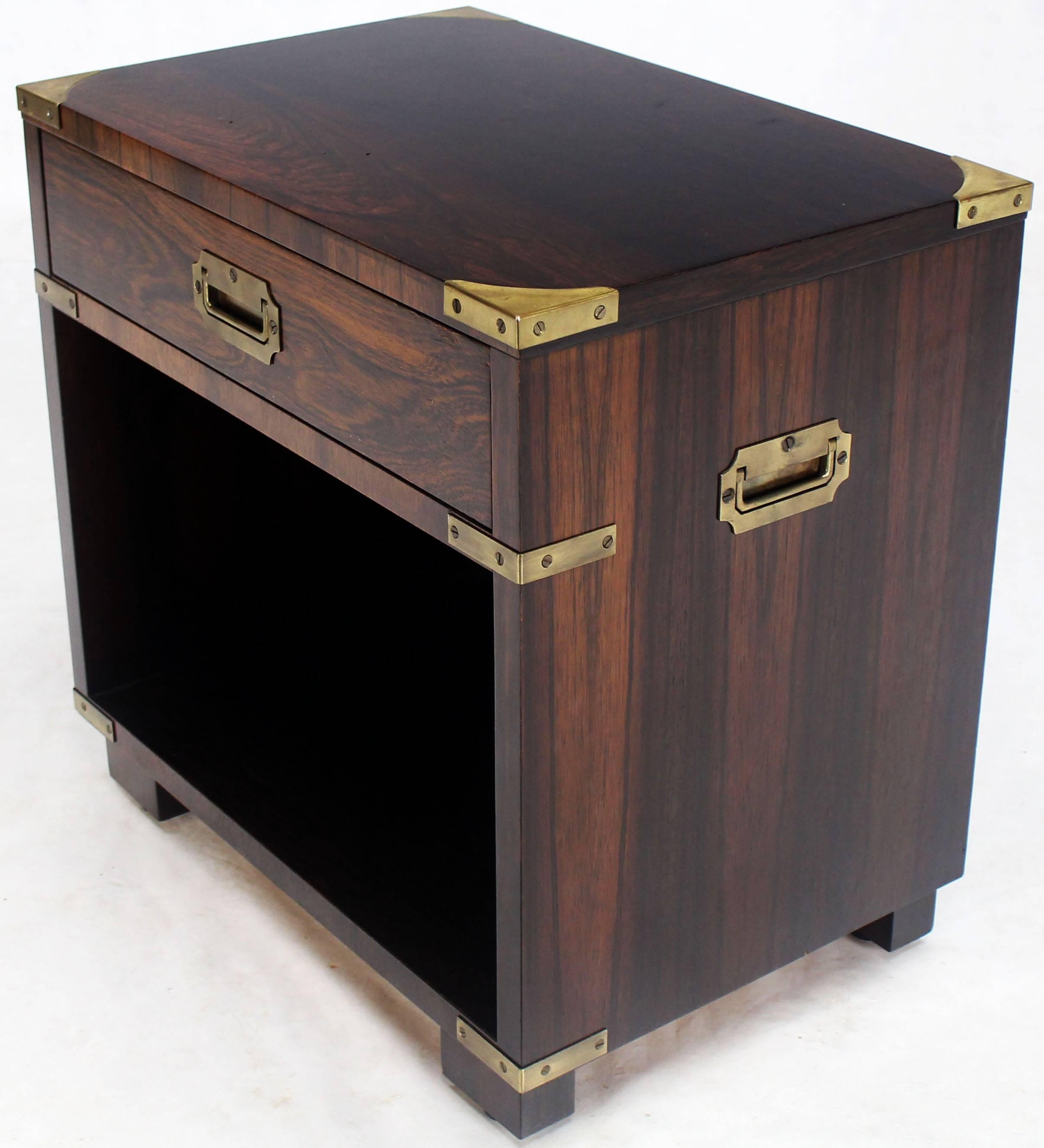 American Rosewood Brass Campaign End Table Nighstand Cabinet John Stuart For Sale