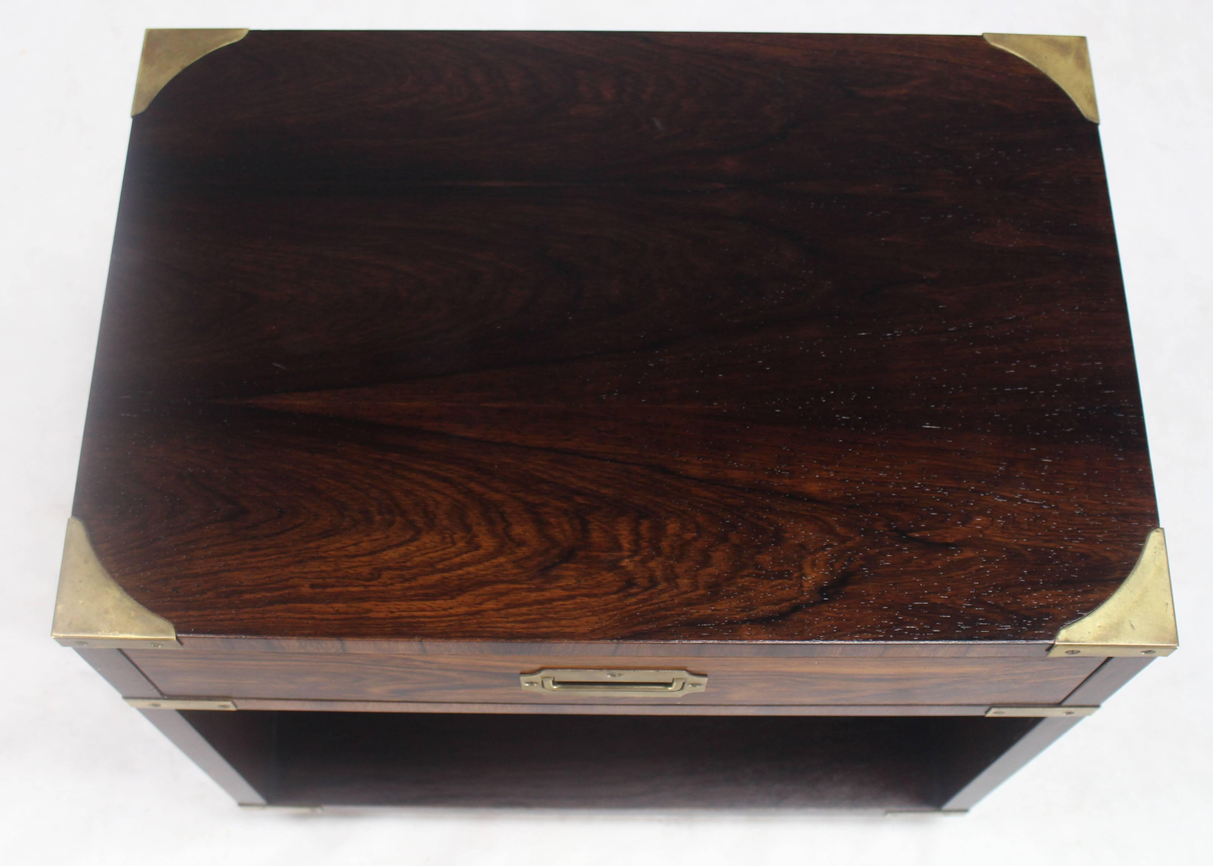 20th Century Rosewood Brass Campaign End Table Nighstand Cabinet John Stuart For Sale