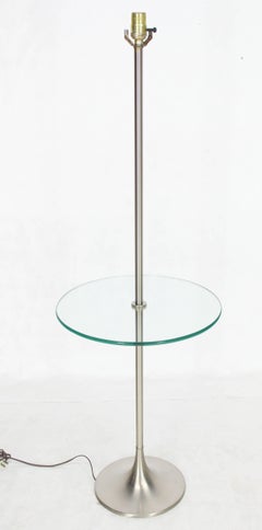 Brushed Finish Metal Glass Built in Table Floor Lamp
