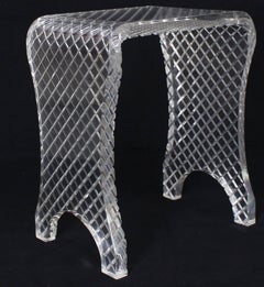 Diamond Cut Bent Lucite Piano Bench Stool