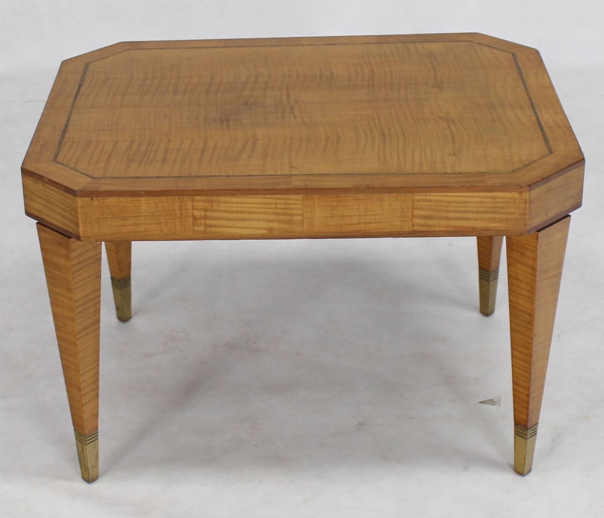 American Tommy Parzinger Occasional Rectangular Side Table Brass and Satinwood For Sale