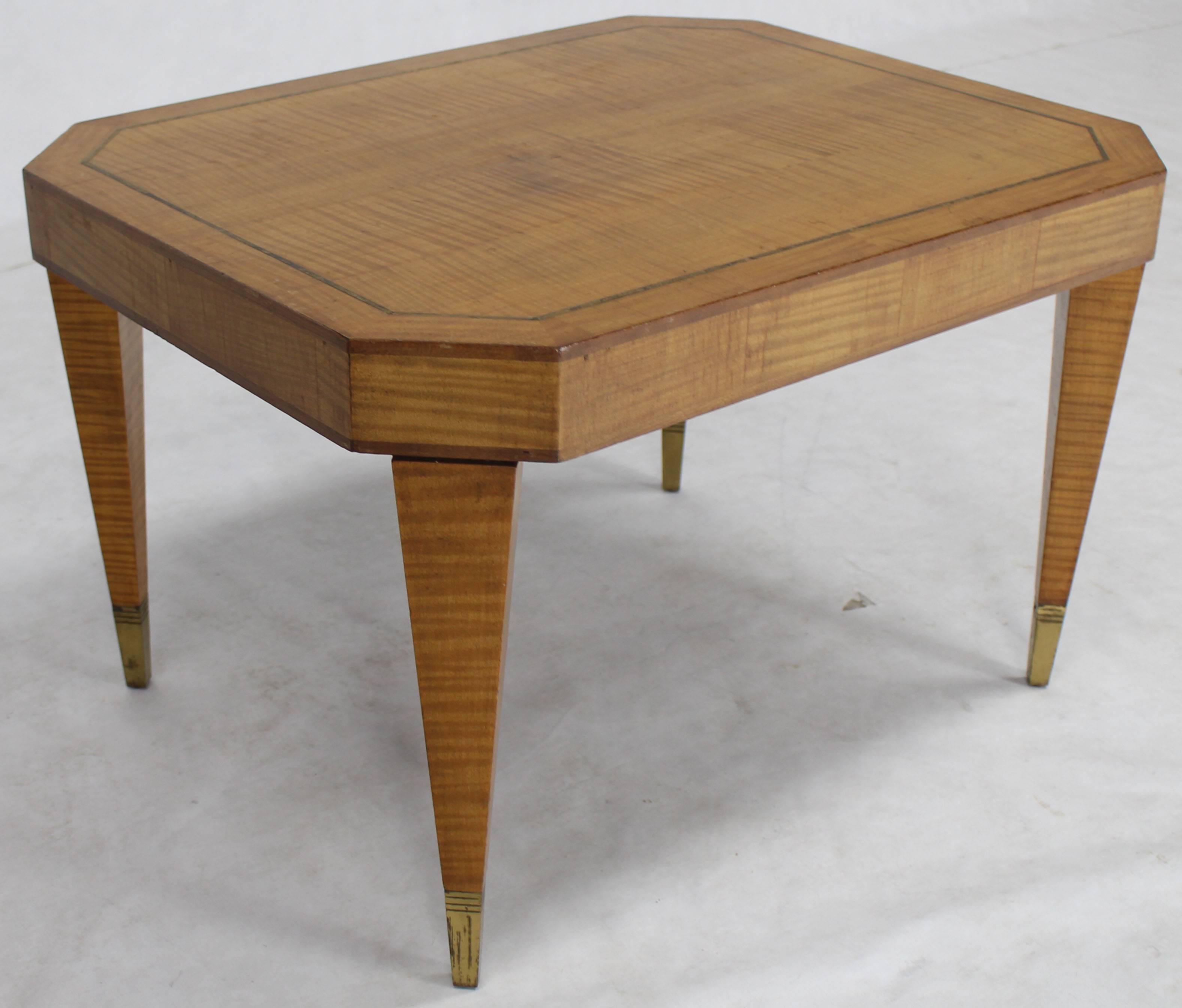 Tommy Parzinger Occasional Rectangular Side Table Brass and Satinwood In Good Condition For Sale In Rockaway, NJ