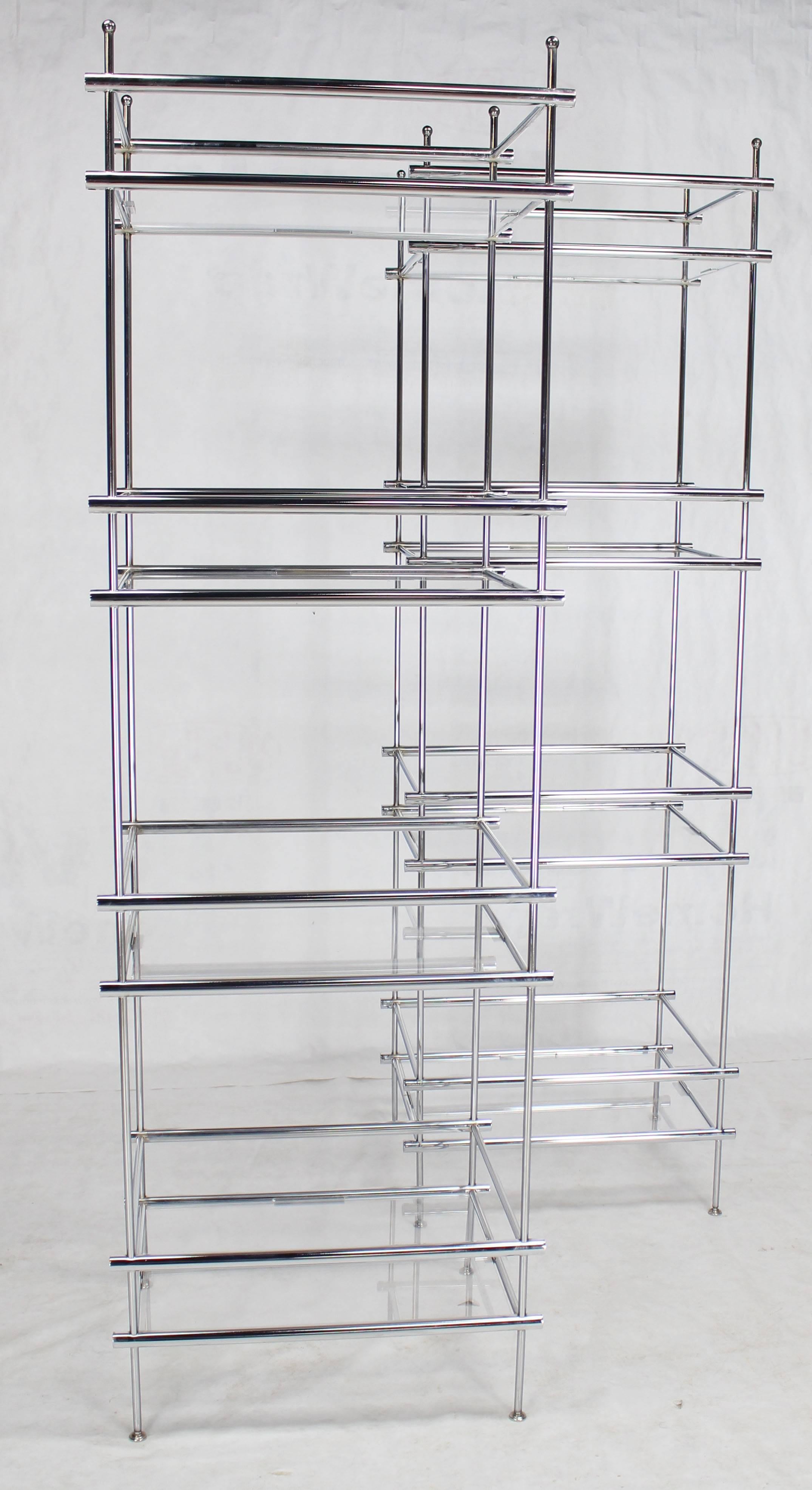 Pair of Deep Profile Chrome and Lucite Étagères Shelves In Excellent Condition For Sale In Rockaway, NJ