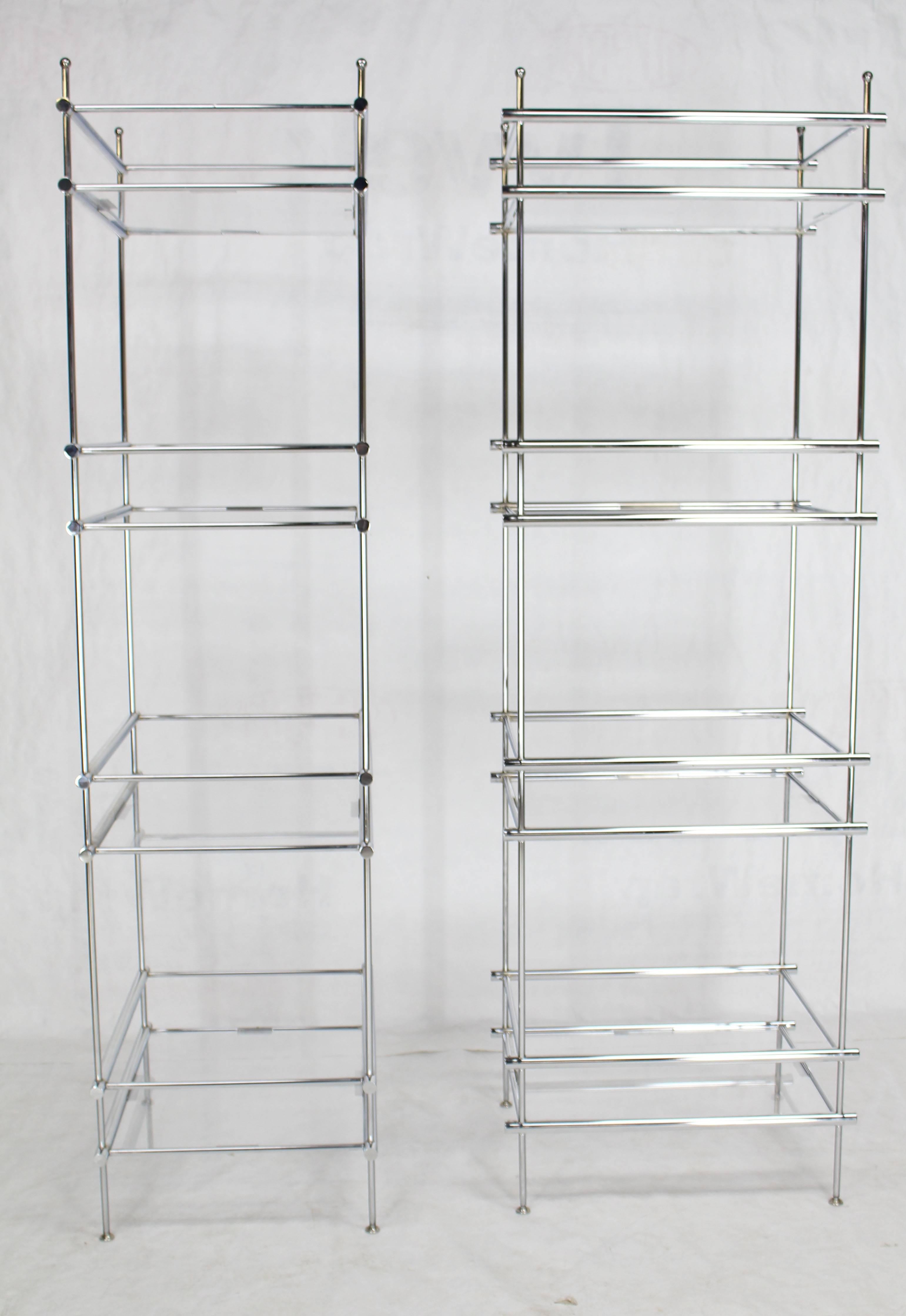 20th Century Pair of Deep Profile Chrome and Lucite Étagères Shelves For Sale