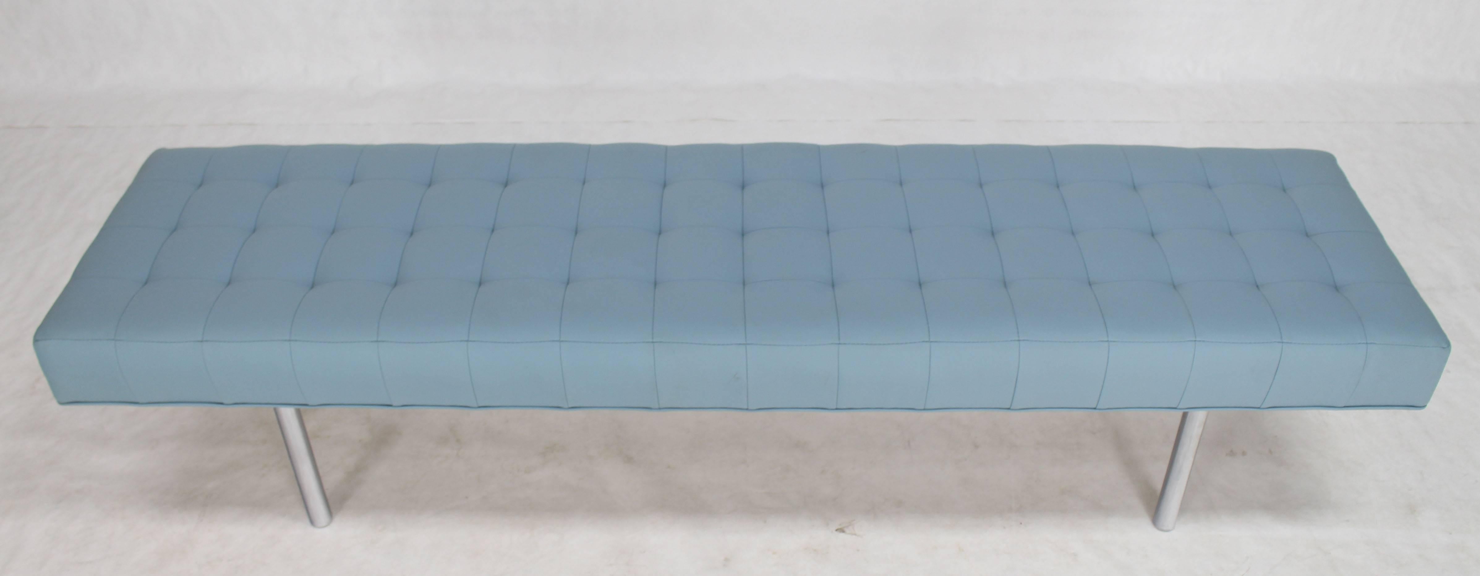 light blue upholstered bench