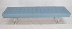 Tufted Light Blue Upholstery Chrome Cylinder Legs Long Bench Almost Daybed