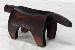 Banc à bûches lourd sculpté Rhinoceros Sculpture d'art populaire