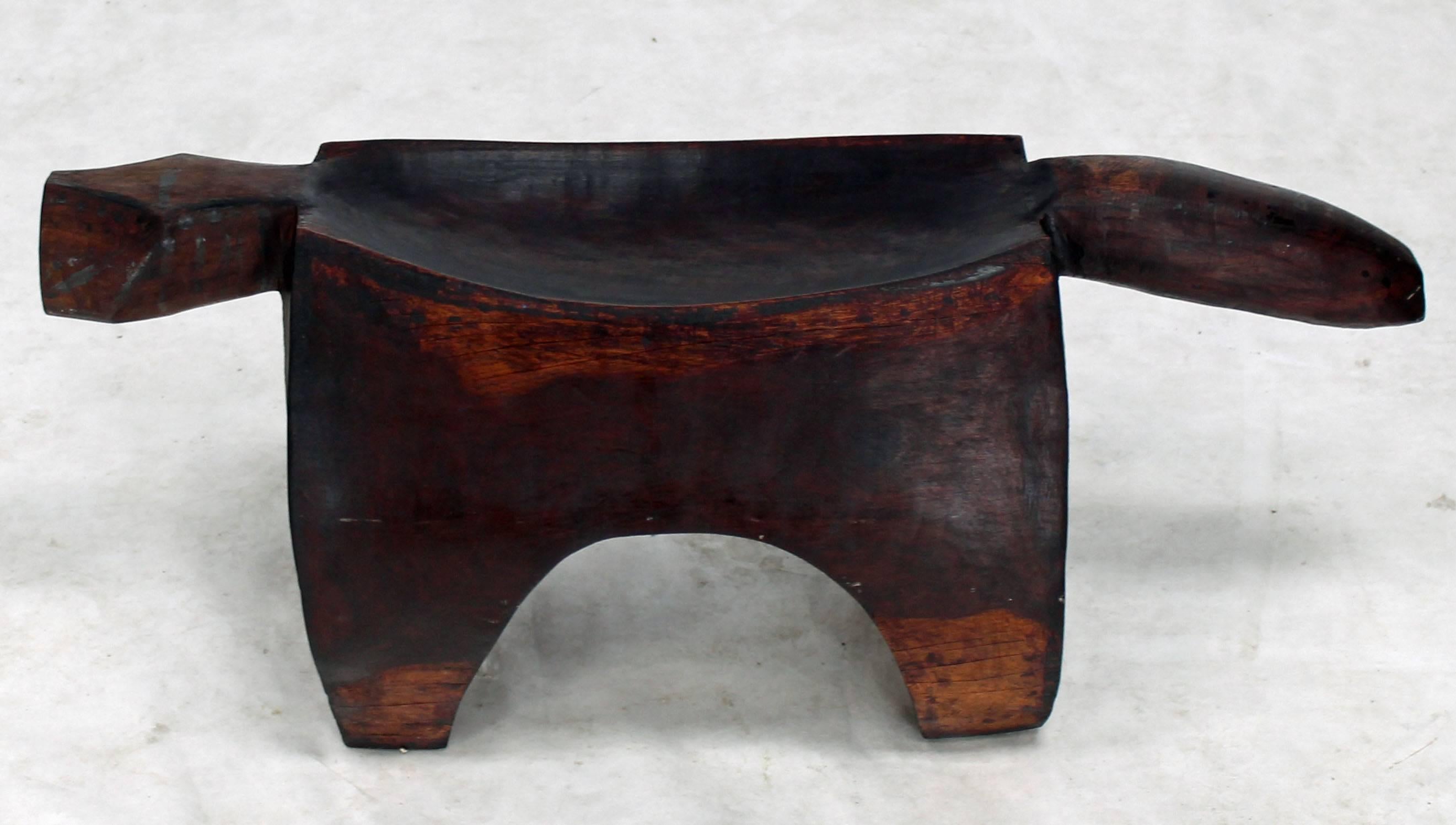 Unknown Folk Art Heavy Carved Log Bench Rhinoceros Sculpture For Sale