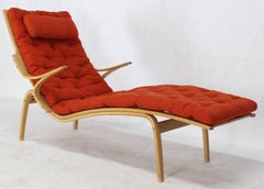 Silla Chaise Lounge de madera curvada tapizada en lana de Alvar Aalto para Artek