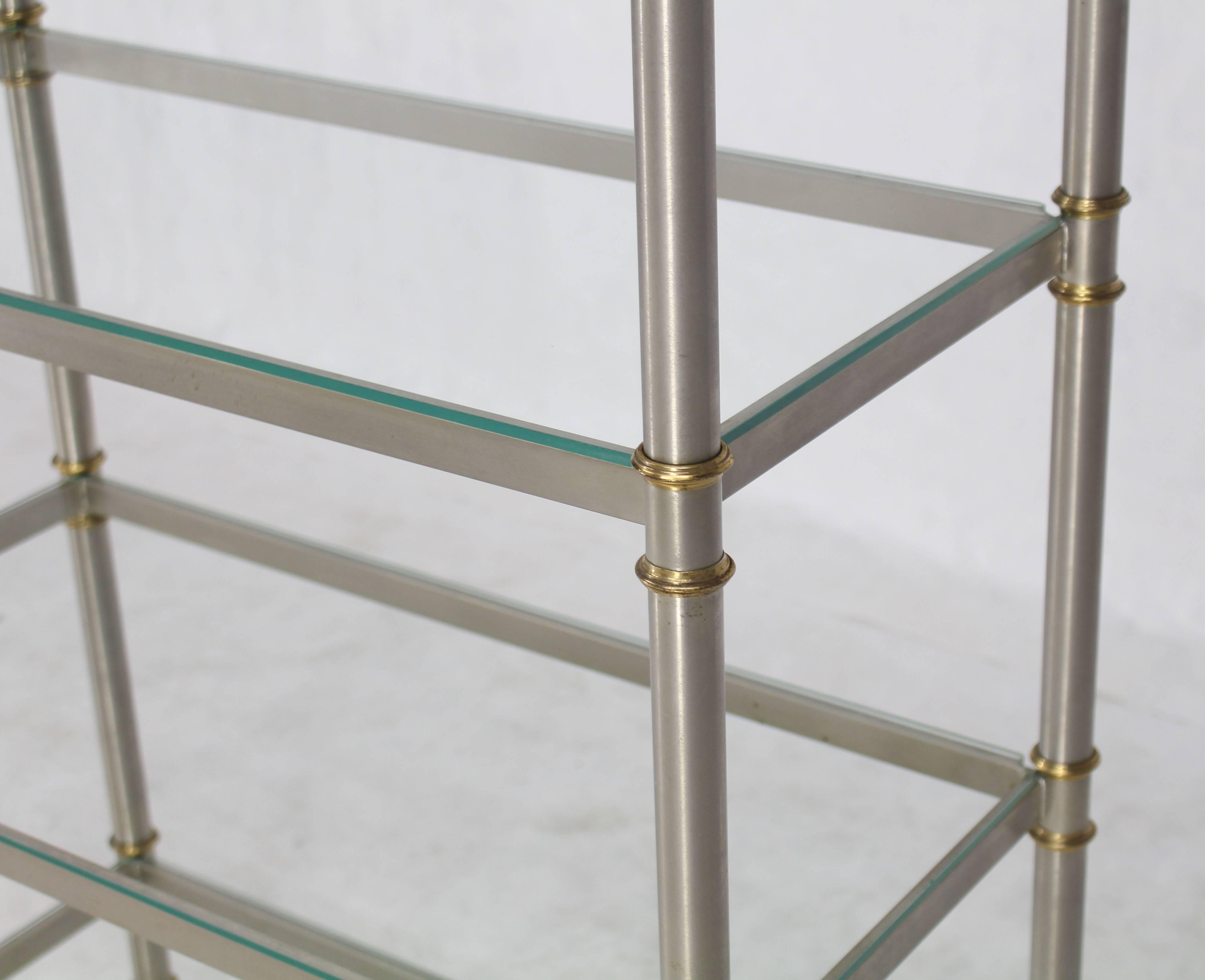 Chrome Brass Glass Six Shelves Étagère Display Case In Excellent Condition In Rockaway, NJ
