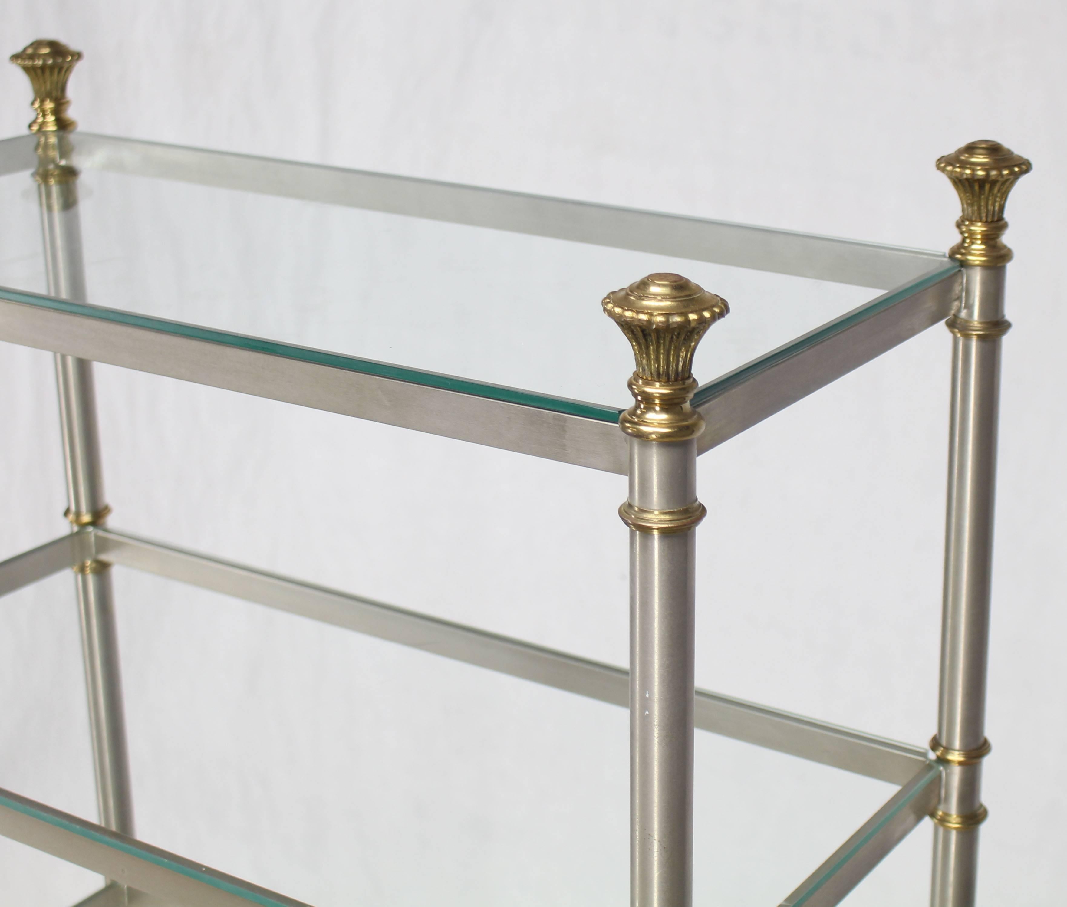Chrome Brass Glass Six Shelves Étagère Display Case 1