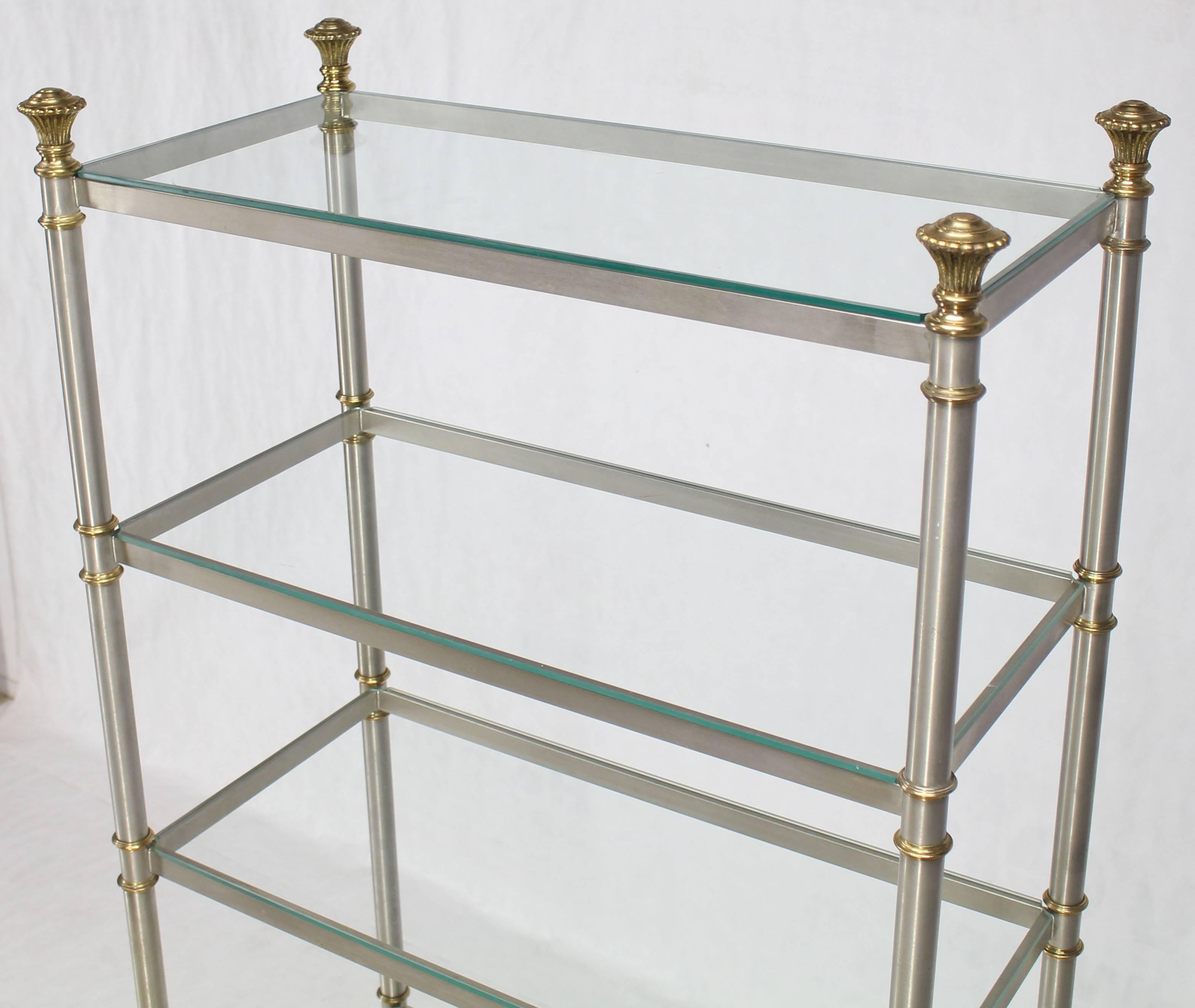 Chrome Brass Glass Six Shelves Étagère Display Case 2