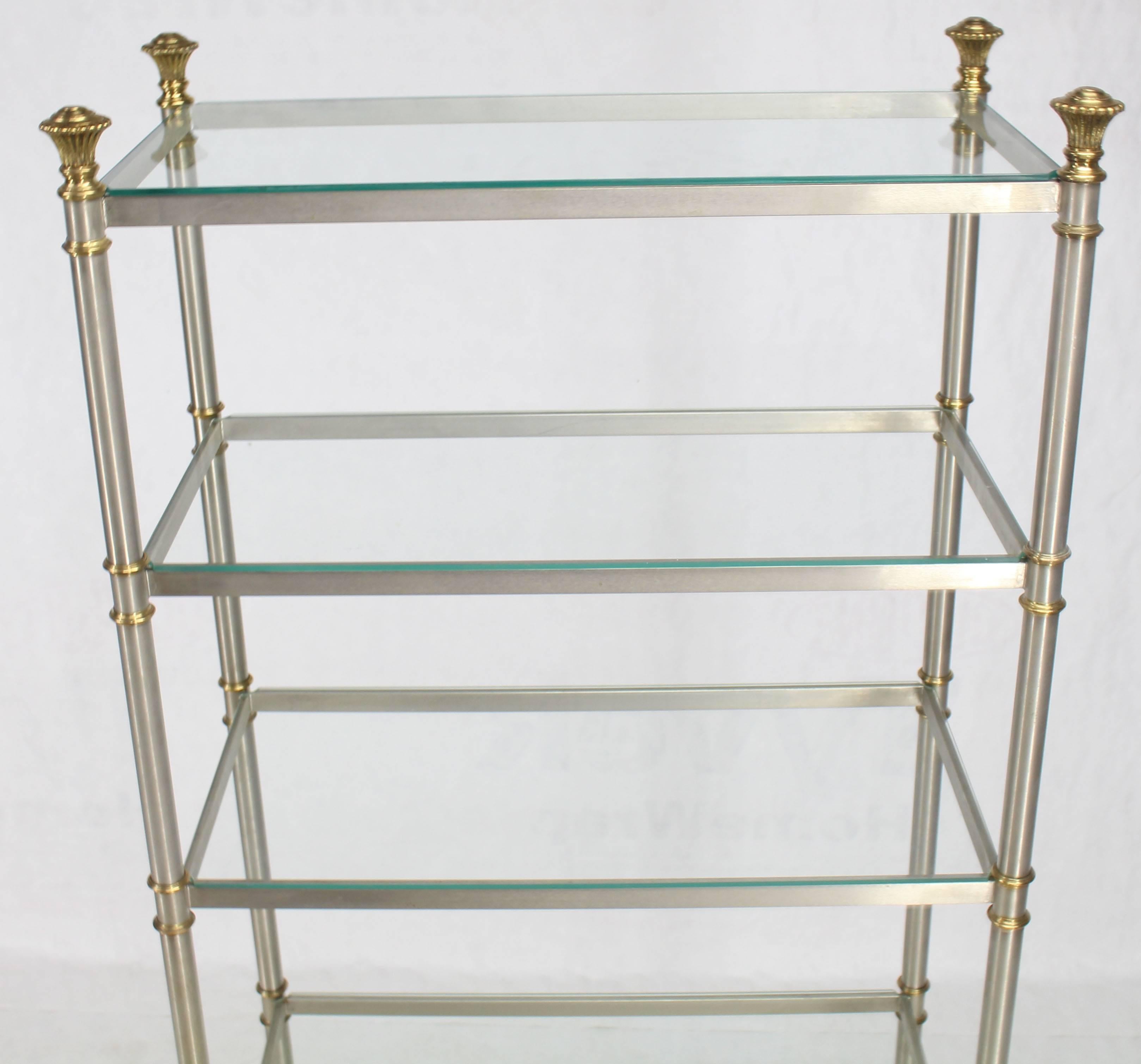 Chrome Brass Glass Six Shelves Étagère Display Case 3