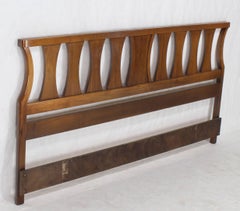 King-Size Mid-Century Modern Walnut Headboard Bed