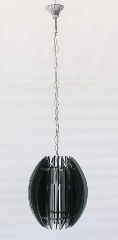 Veca Italian Mid-Century Modern Baseball Shape Light Fixture Pendant Chandelier