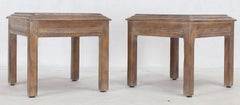 Pair of Solid Oak Cerused Pickled White Wash Square End Tables