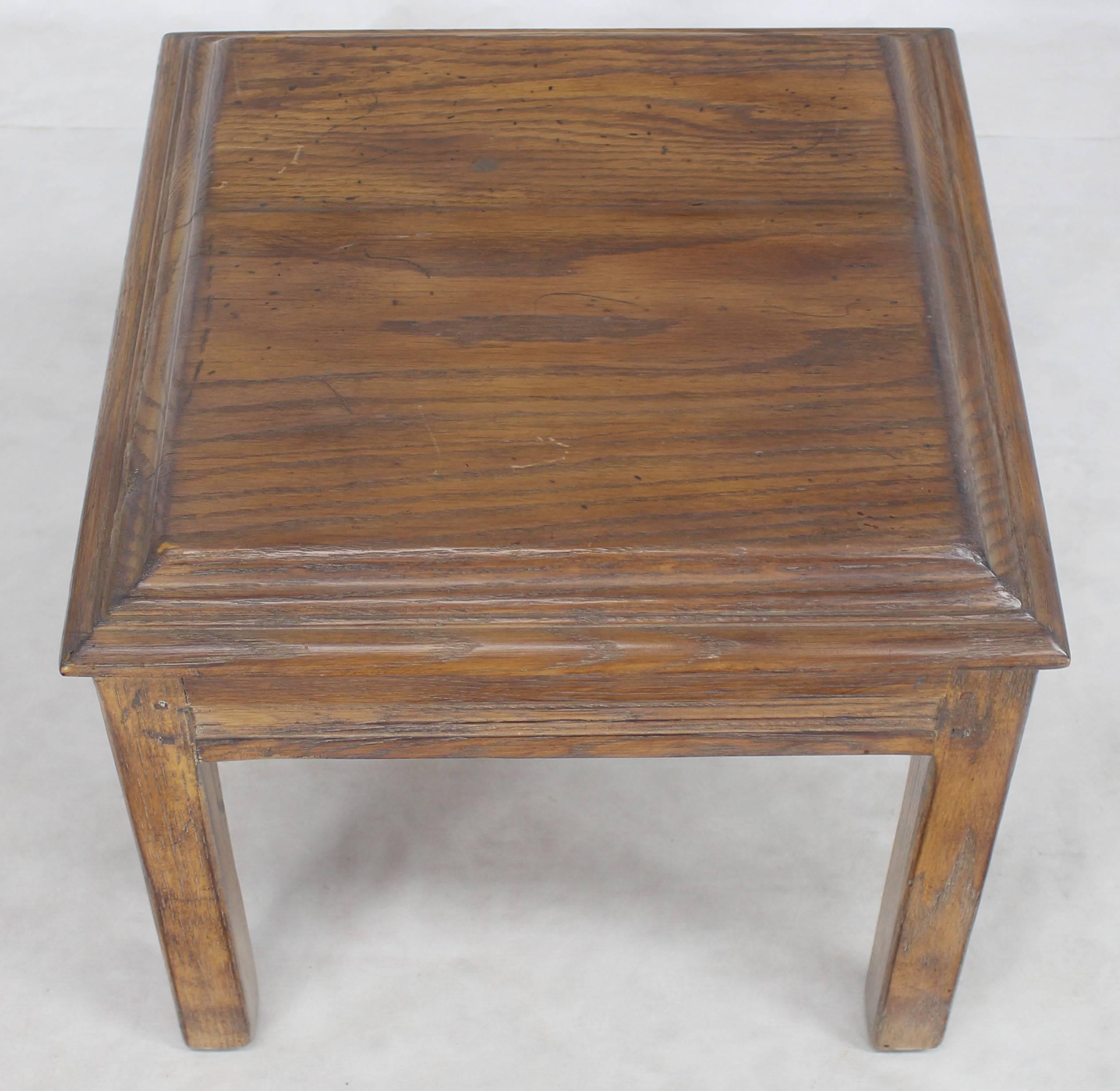 20th Century Pair of Solid Oak Cerused Pickled White Wash Square End Tables