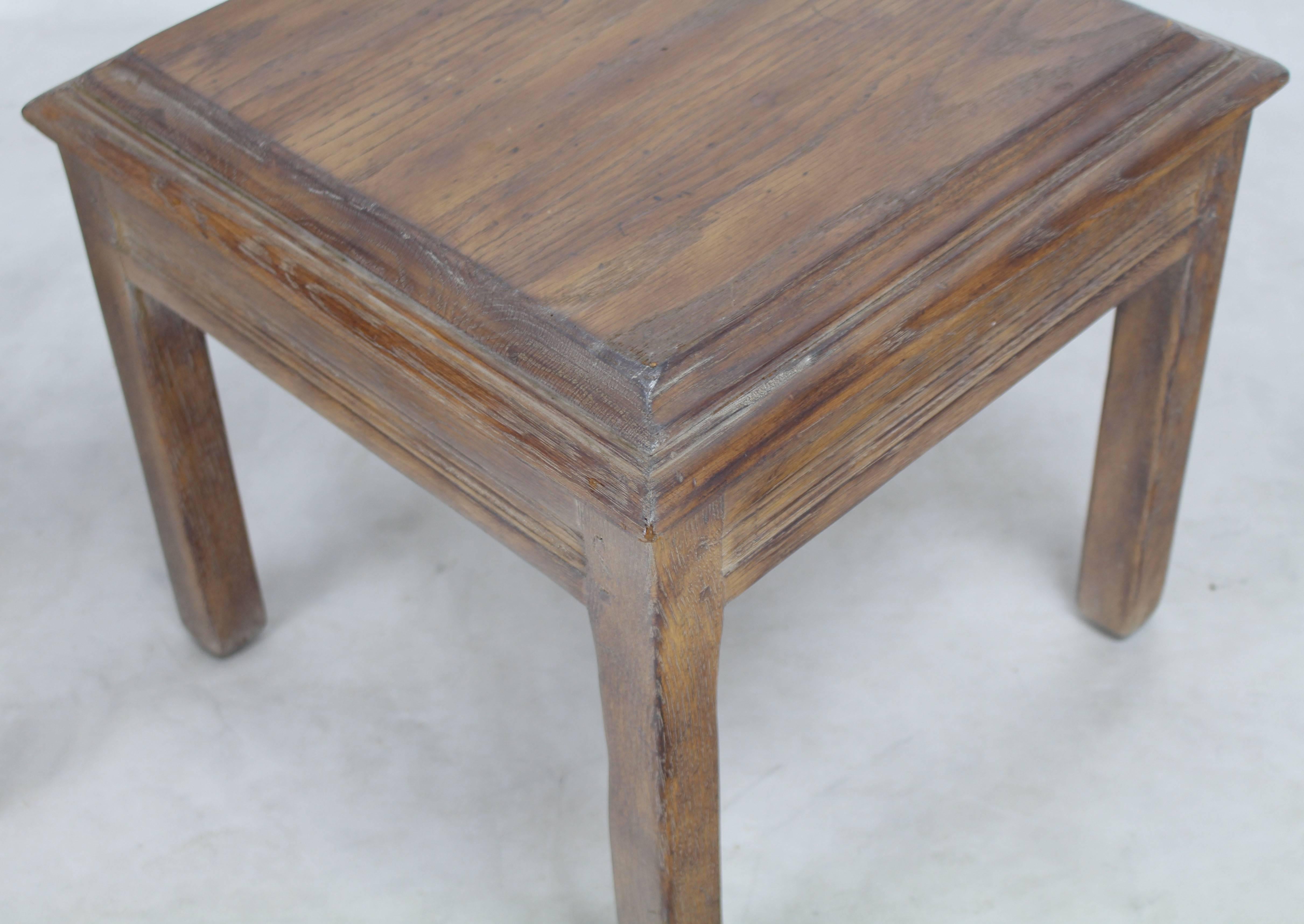 American Pair of Solid Oak Cerused Pickled White Wash Square End Tables