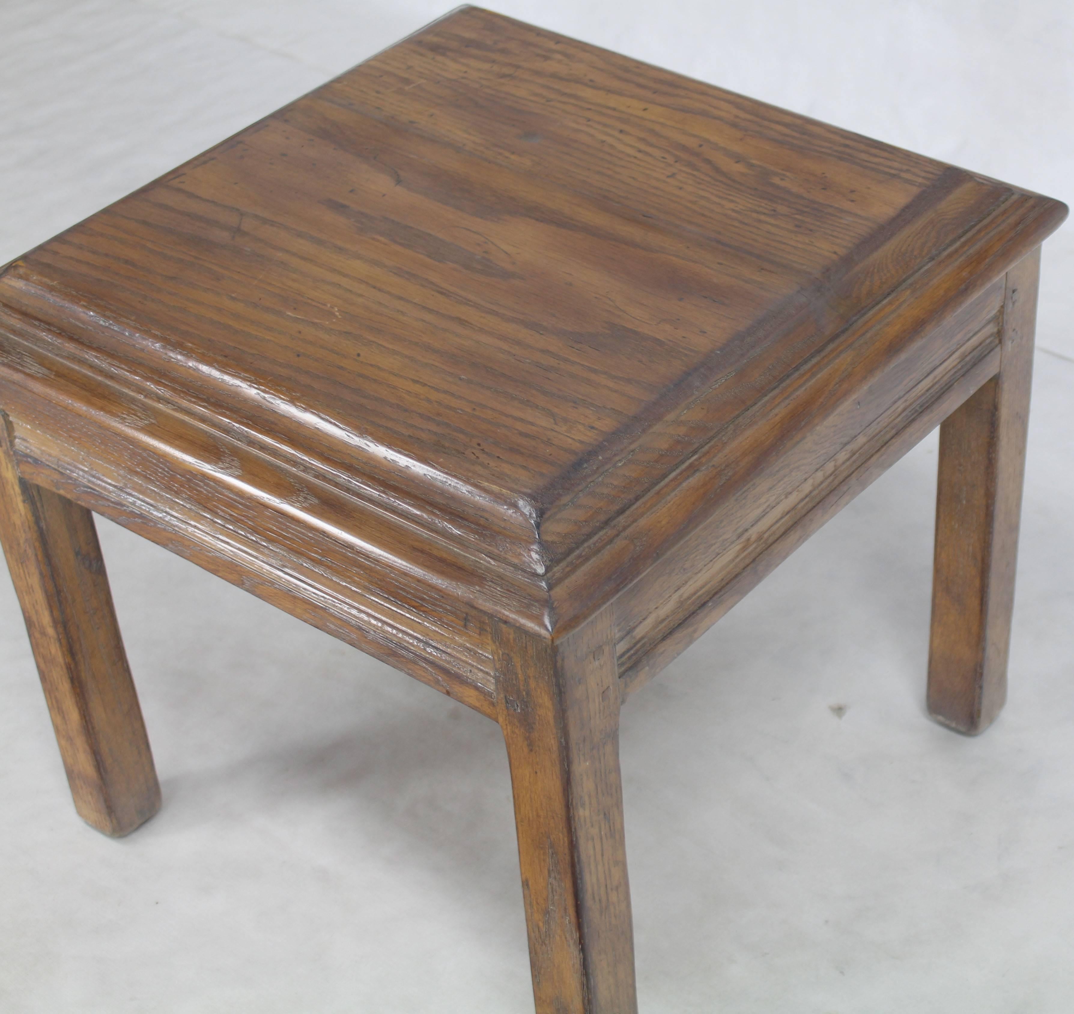 Pair of Solid Oak Cerused Pickled White Wash Square End Tables 1