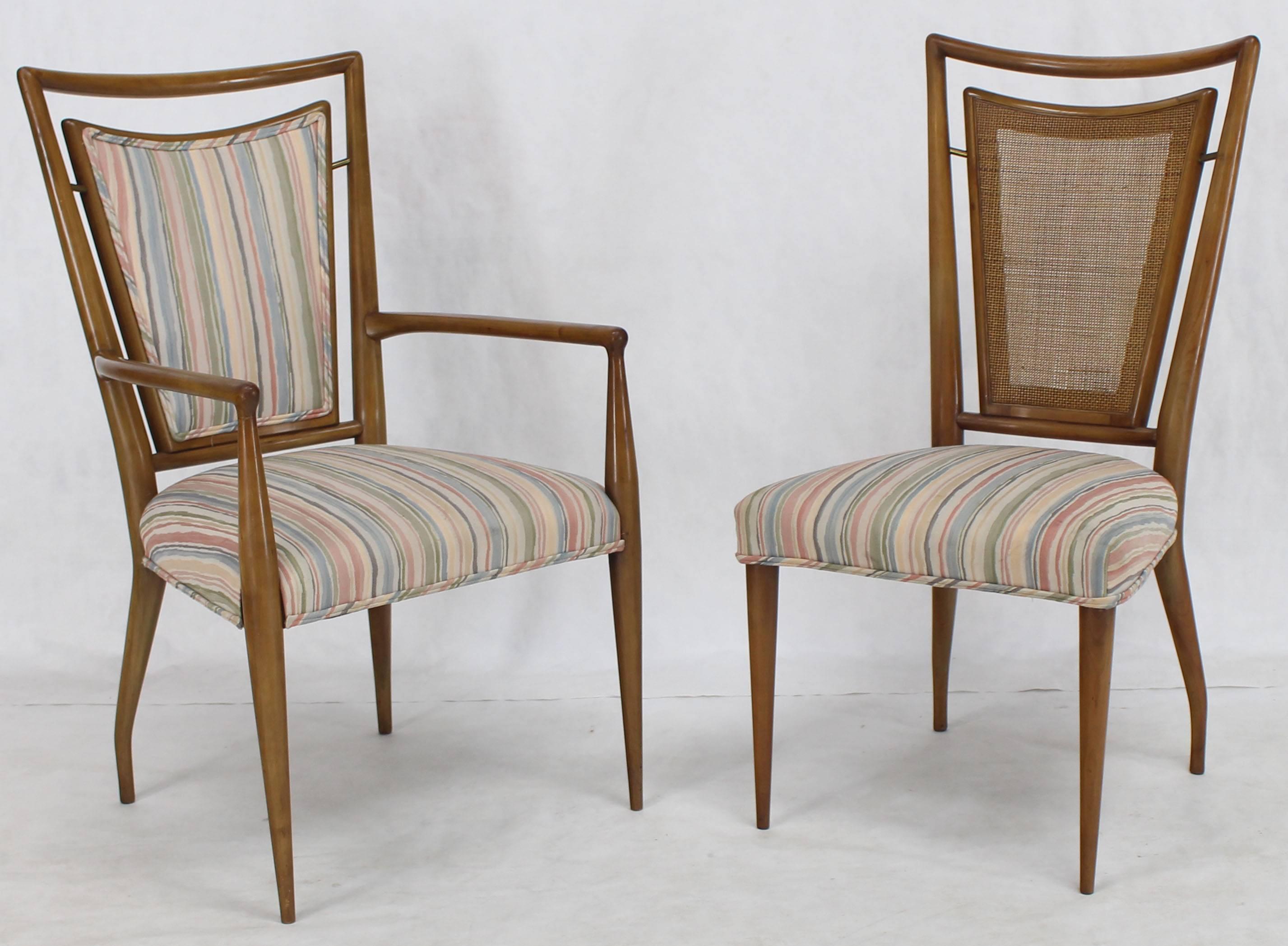Lacquered Set of Six Mid-Century Modern Walnut Dining Chairs by Widdicomb in Ponti Style For Sale