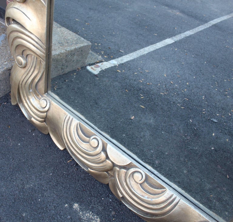 Huge Large Silver Leaf Decorative Frame Mirror For Sale at 1stDibs