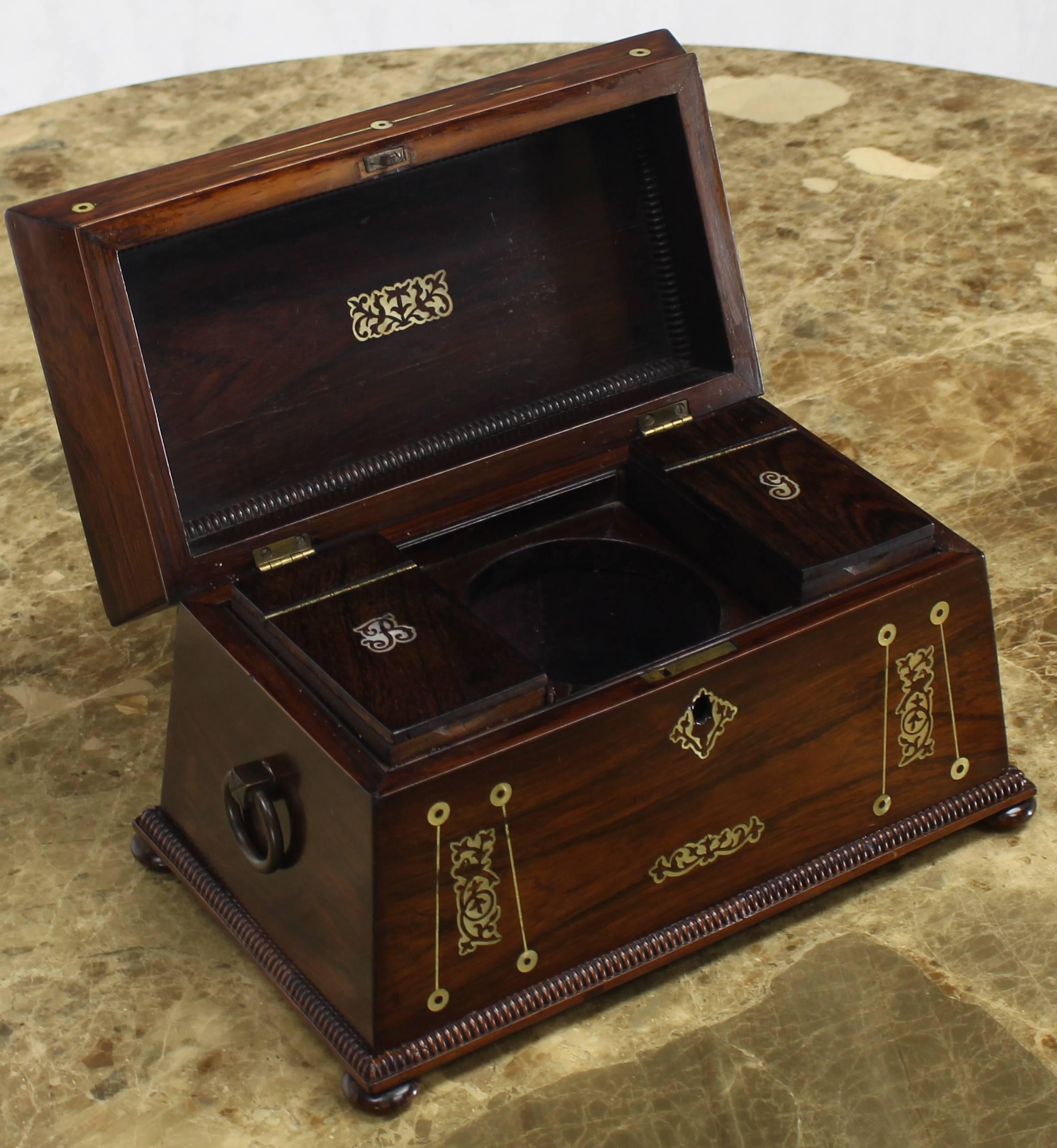 Lacquered 19th Century Rosewood Tea Caddy Pyramid Shape Top Lid For Sale