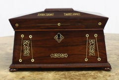 19th Century Rosewood Tea Caddy Pyramid Shape Top Lid
