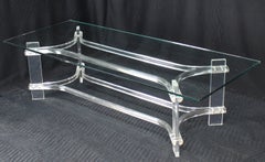 Rectangle Glass Top Bent Lucite Mid-Century Modern Coffee Table