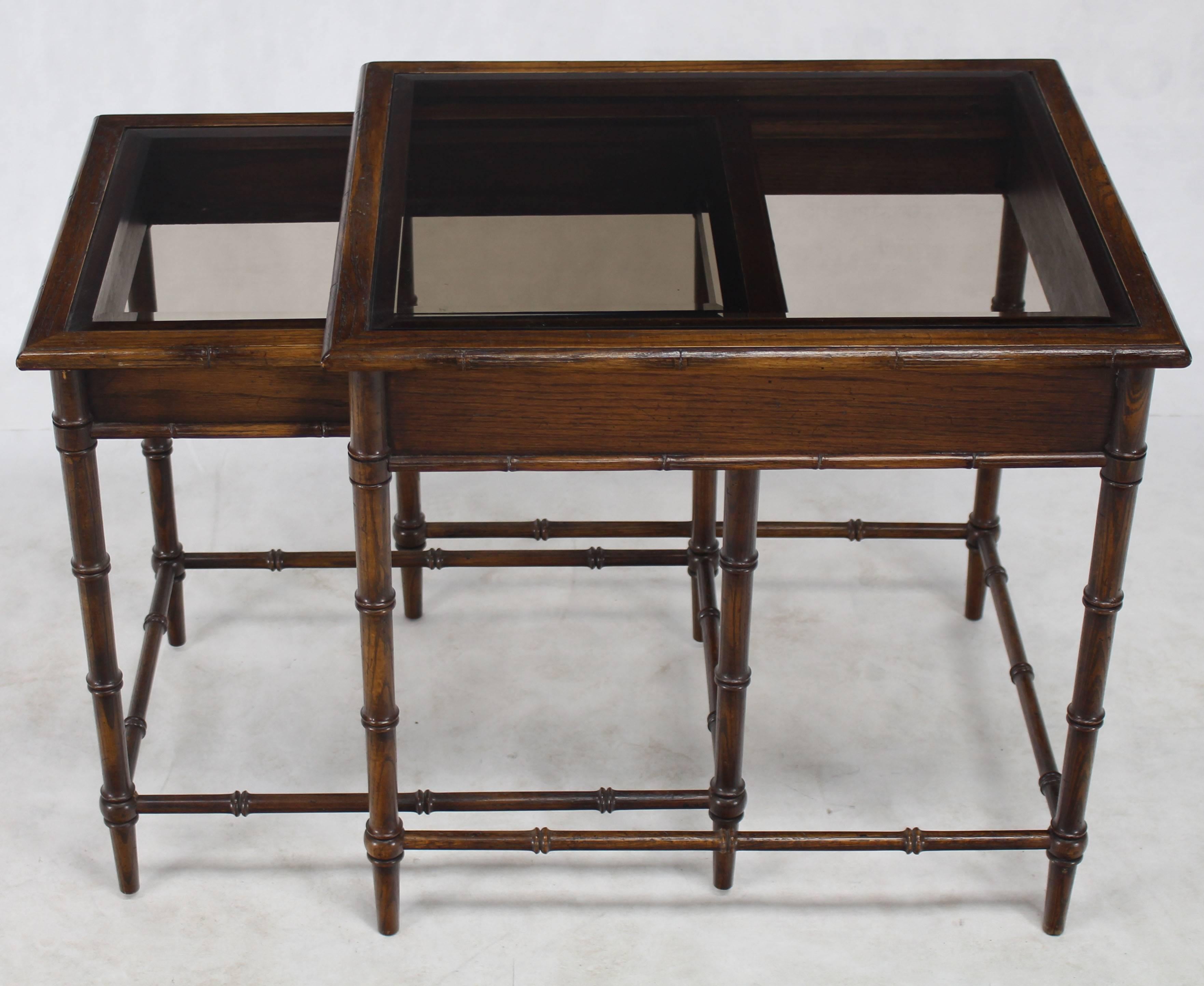 Mid-Century Modern Faux Bamboo Nesting Side Tables