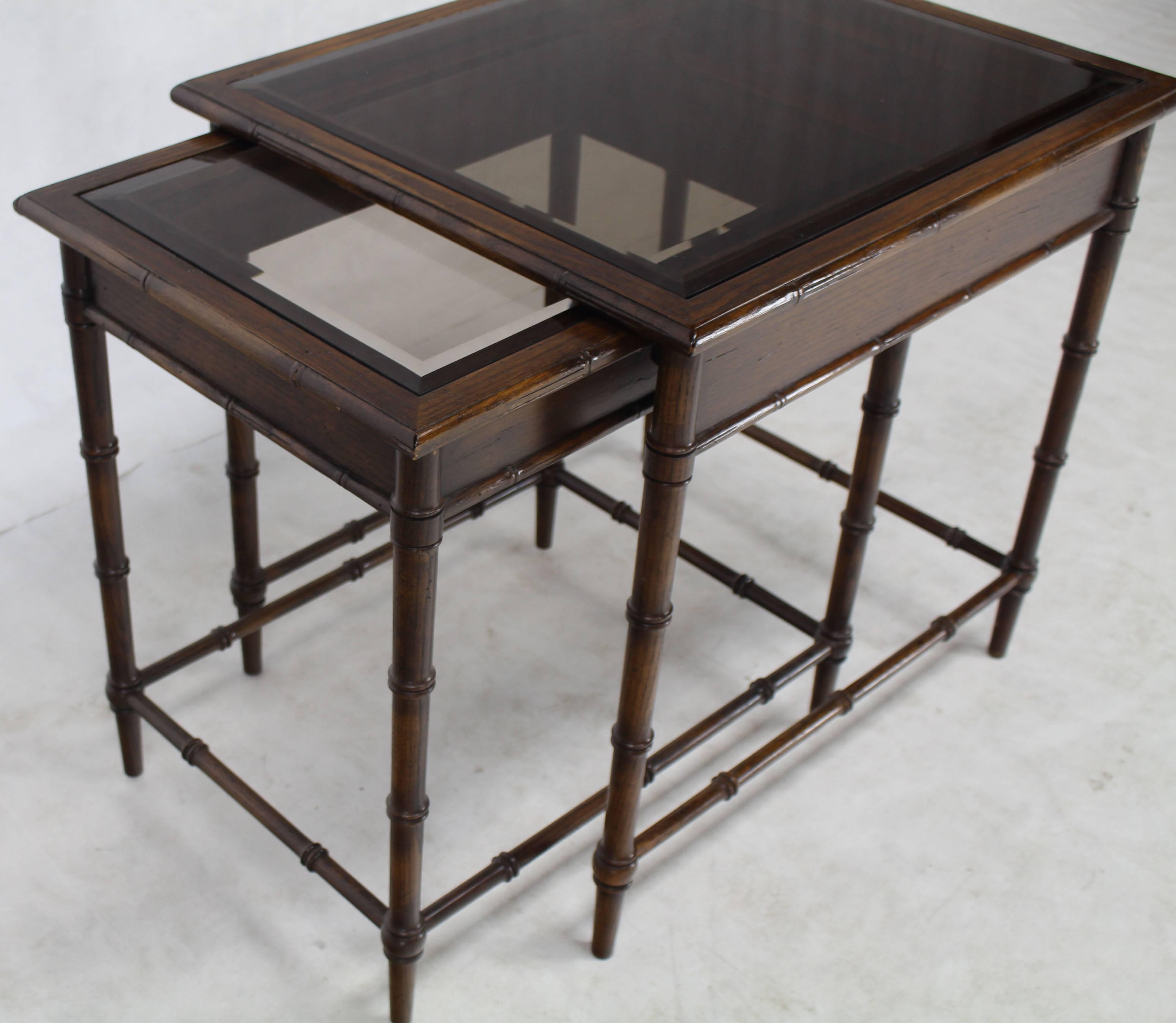 Faux Bamboo Nesting Side Tables In Excellent Condition In Rockaway, NJ