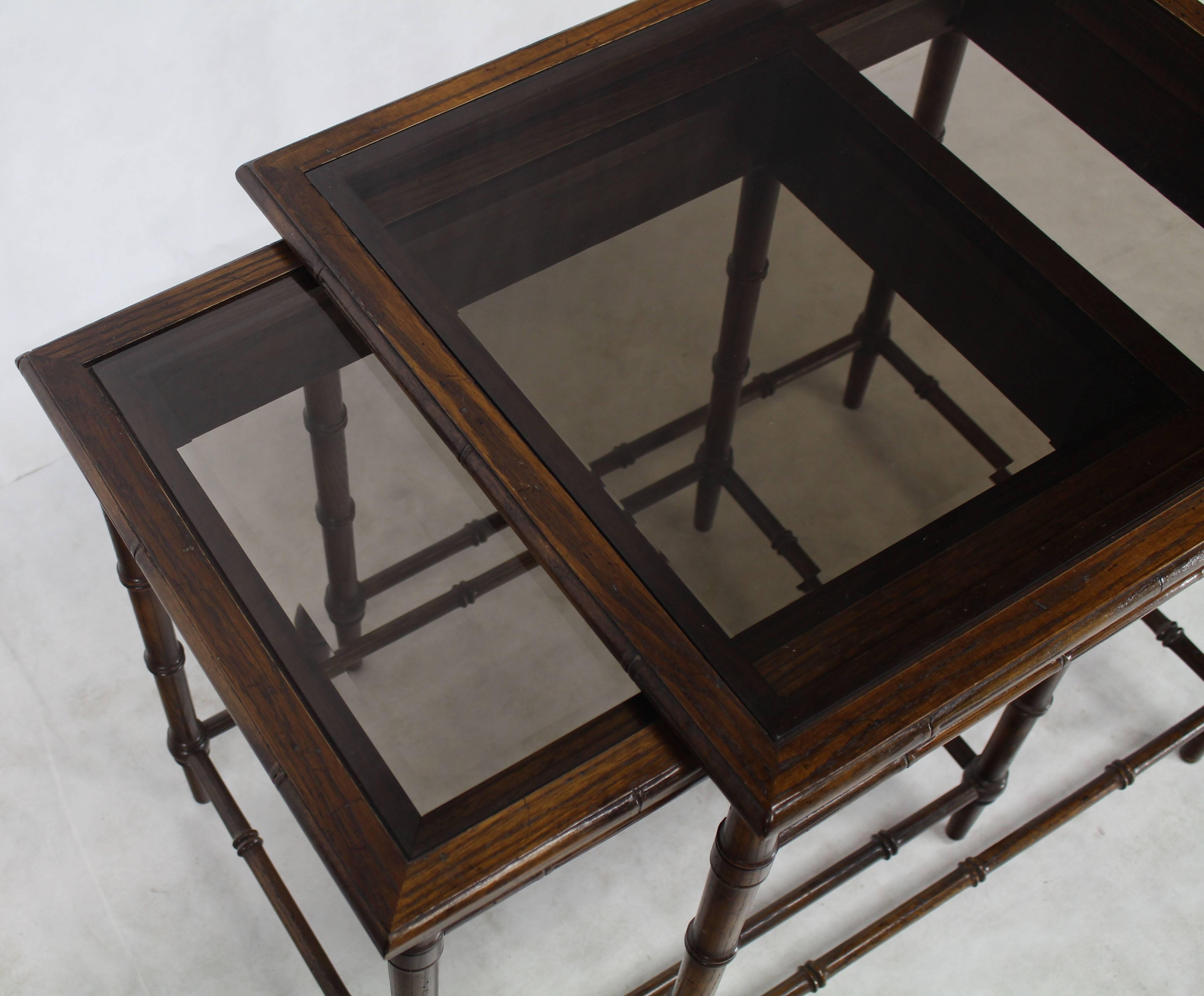 20th Century Faux Bamboo Nesting Side Tables