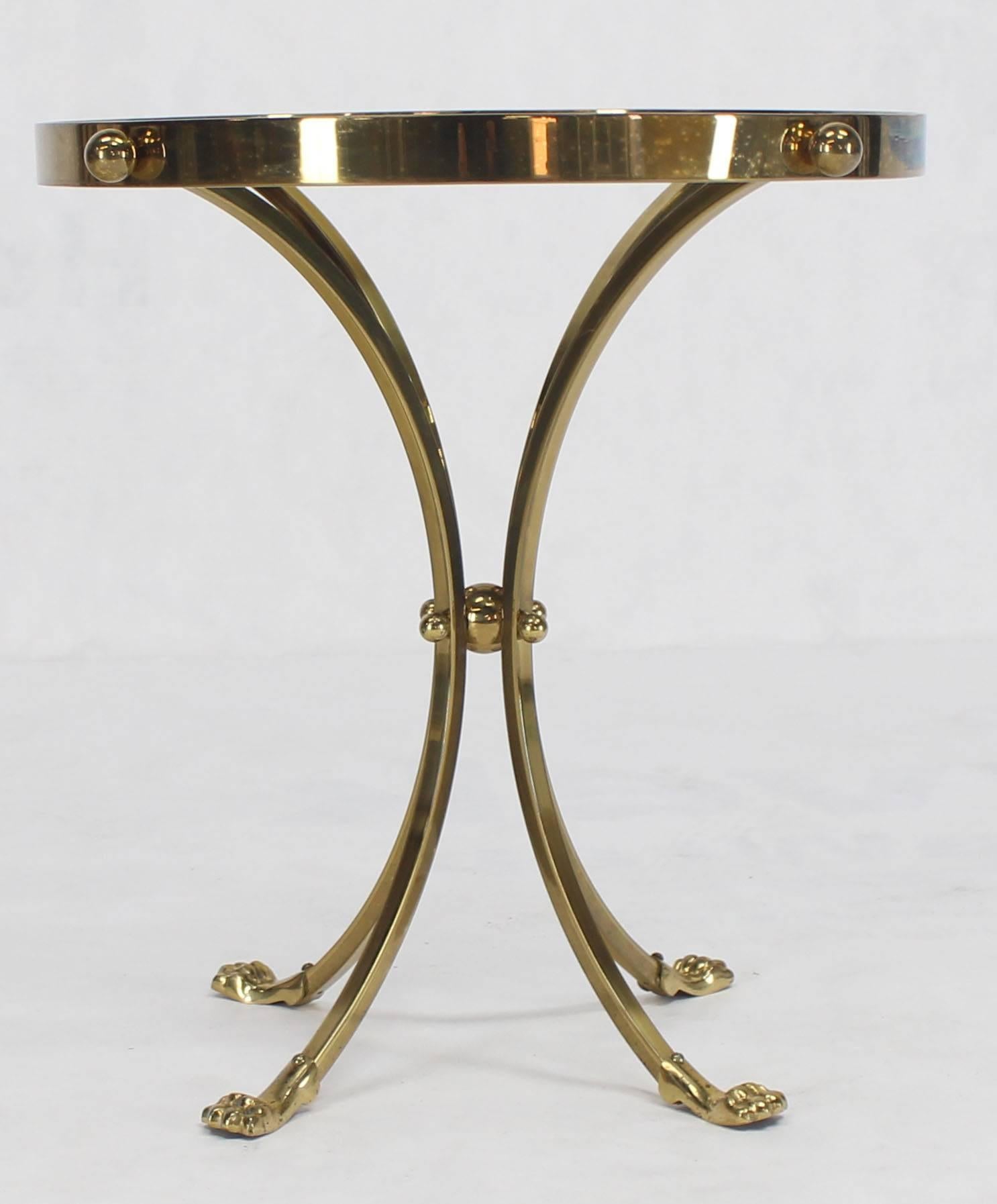 Mid-Century Modern decorative brass claw feet ball finials elegant bend metal legs.