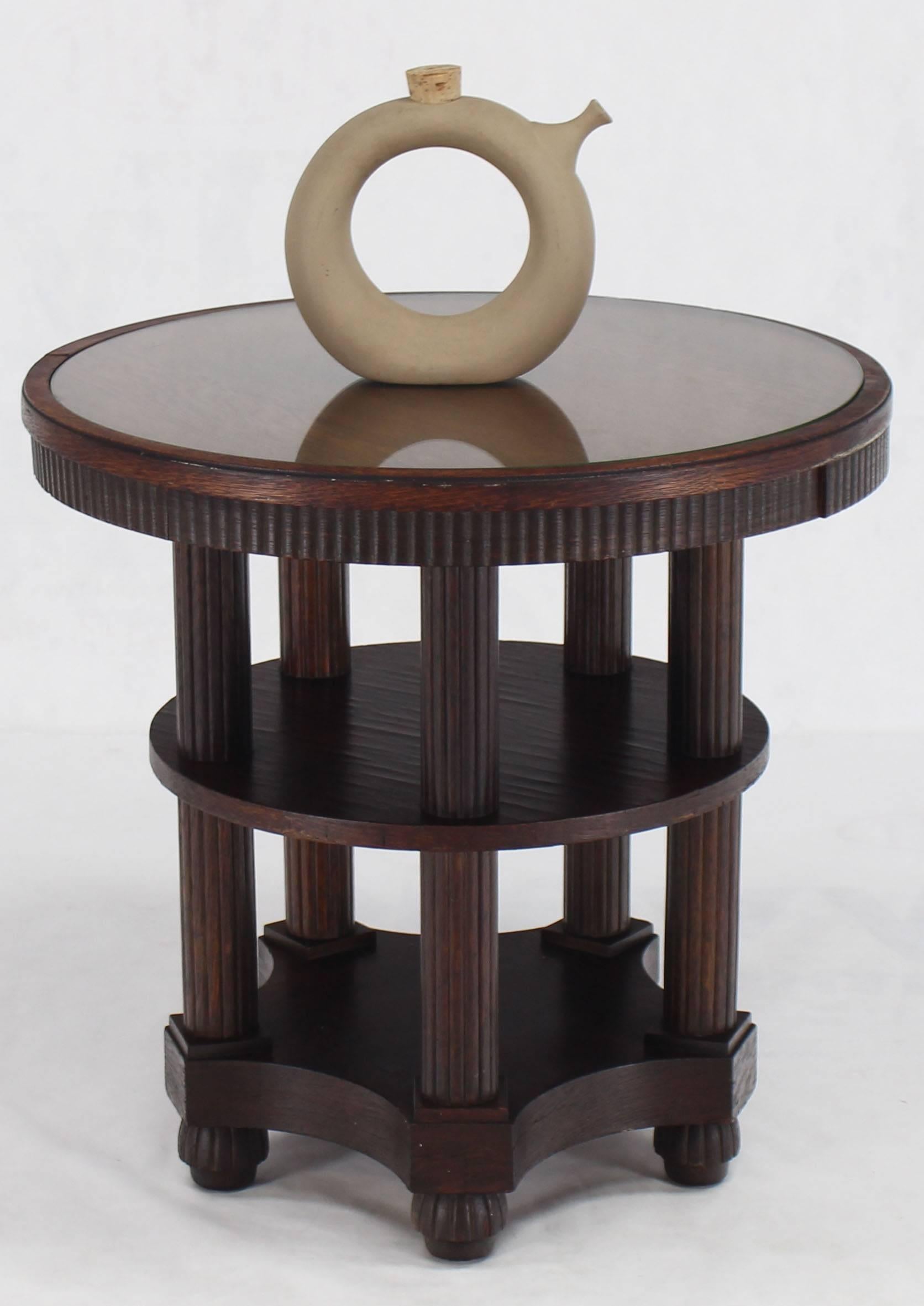 Unusual gueridon lamp table on five point star base with fluted legs.