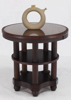 Fluted Legs Round Center Pedestal Gueridon Table Art Deco Arts and Crafts Oak