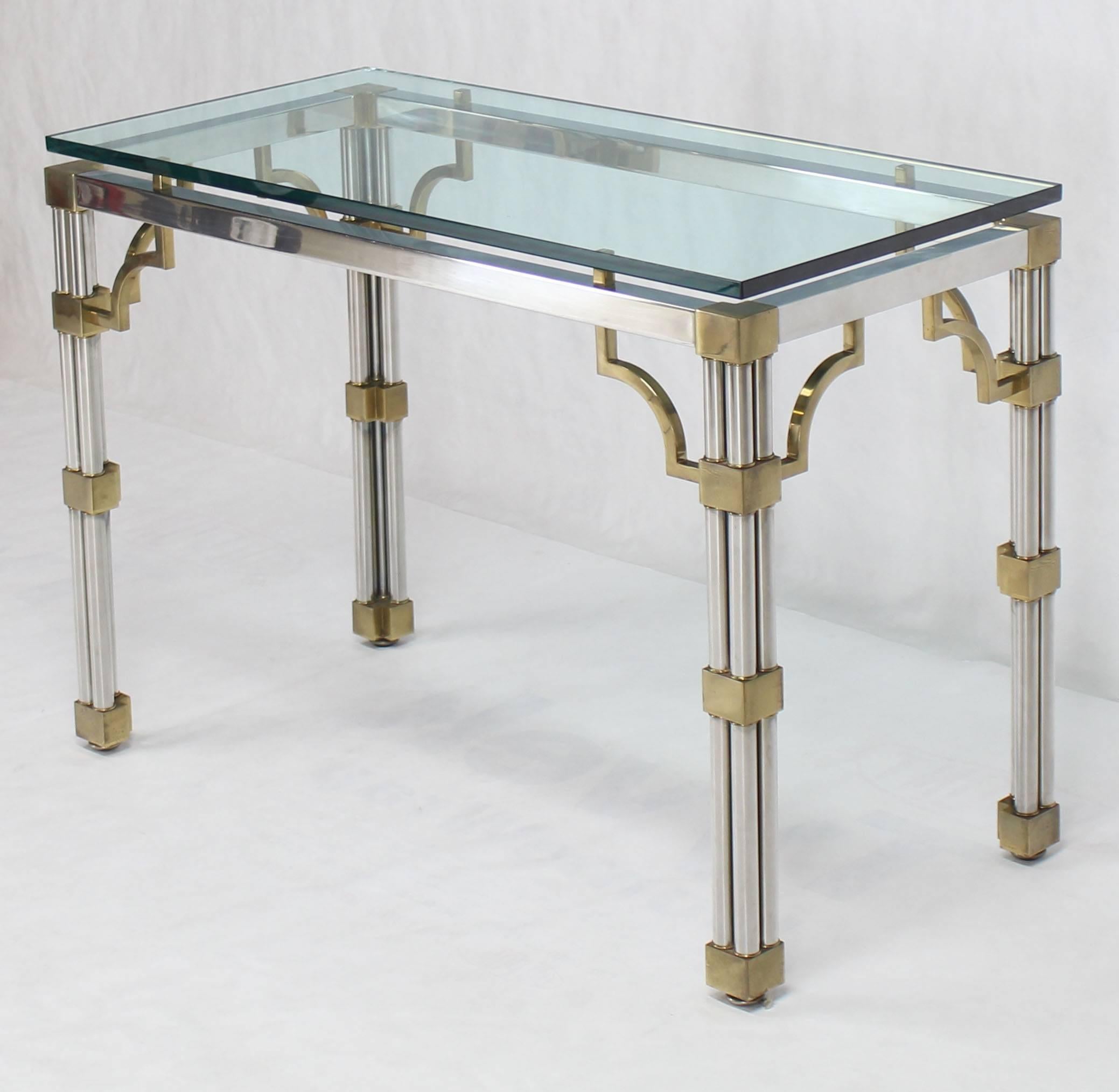 glass and brass sofa table