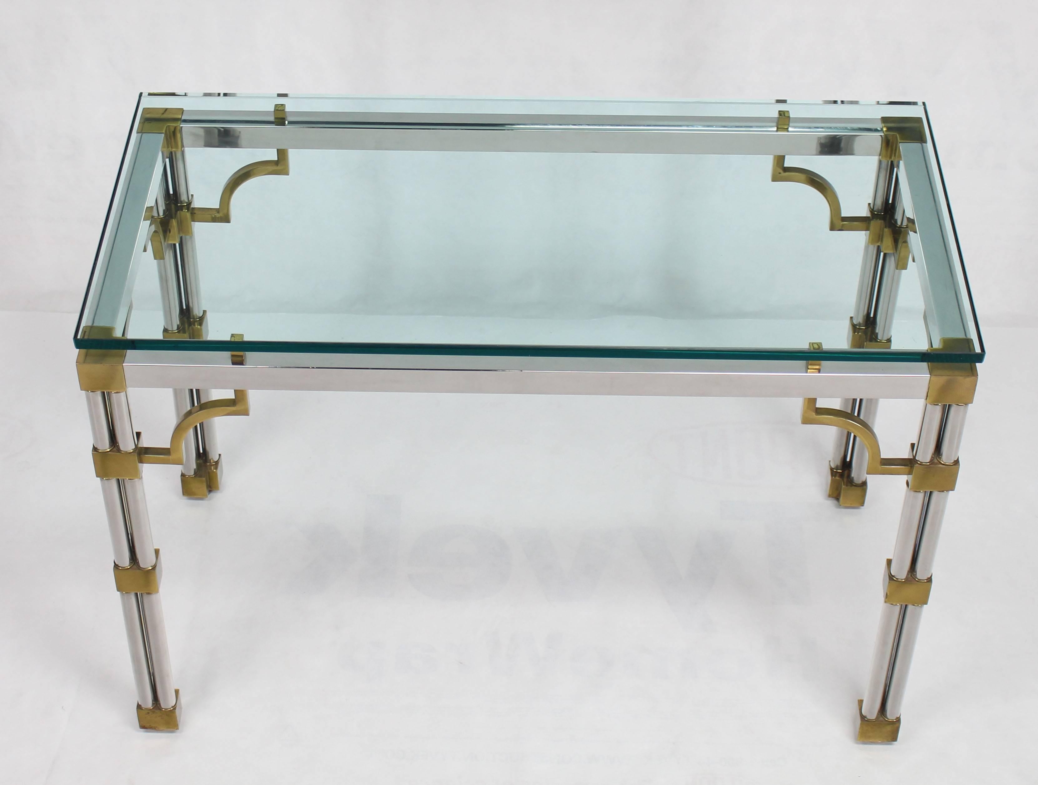 brass and glass sofa table