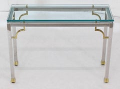 Chrome Brass Thick Glass Top Console Sofa Table