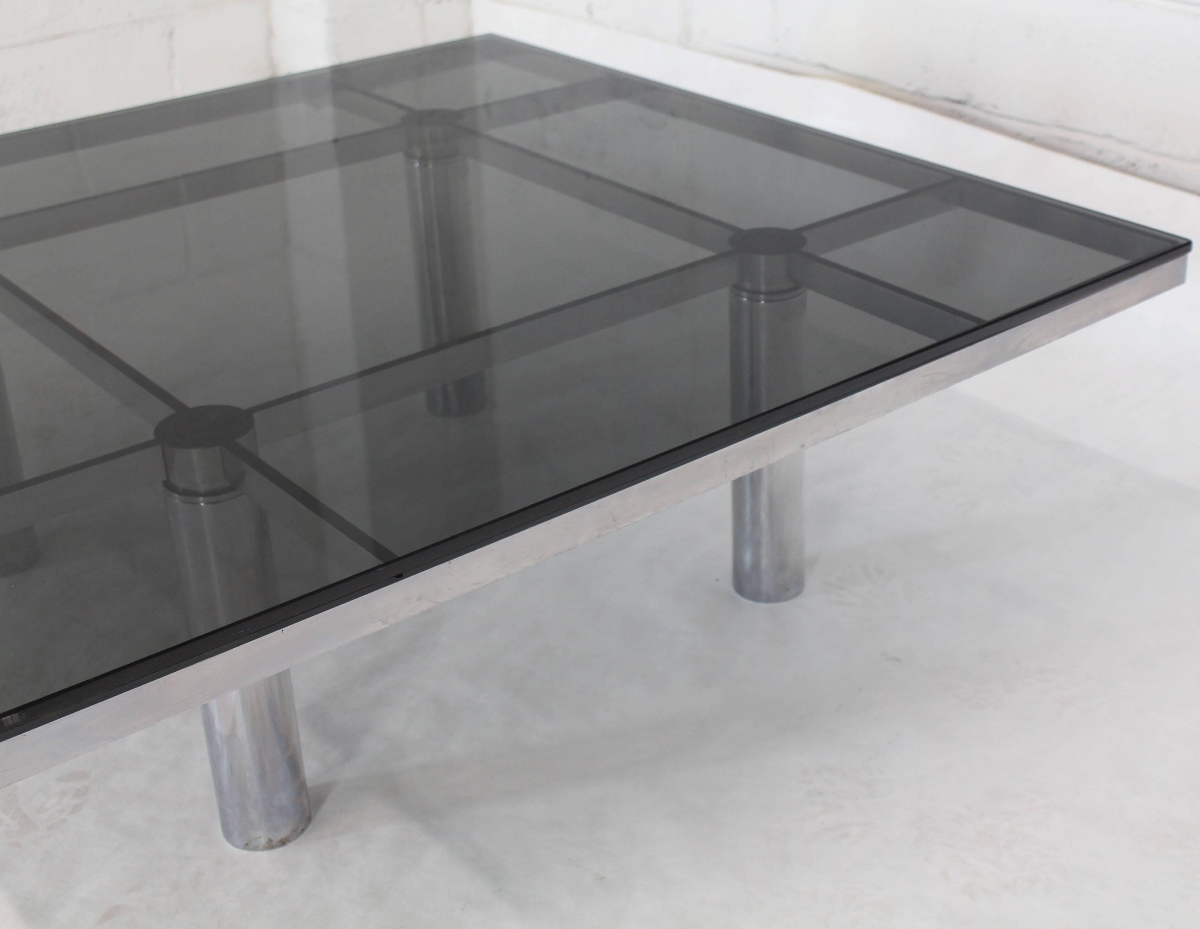 Square Chrome Smoke Glass Coffee Table by Tobia Scarpa for Knoll In Excellent Condition In Rockaway, NJ