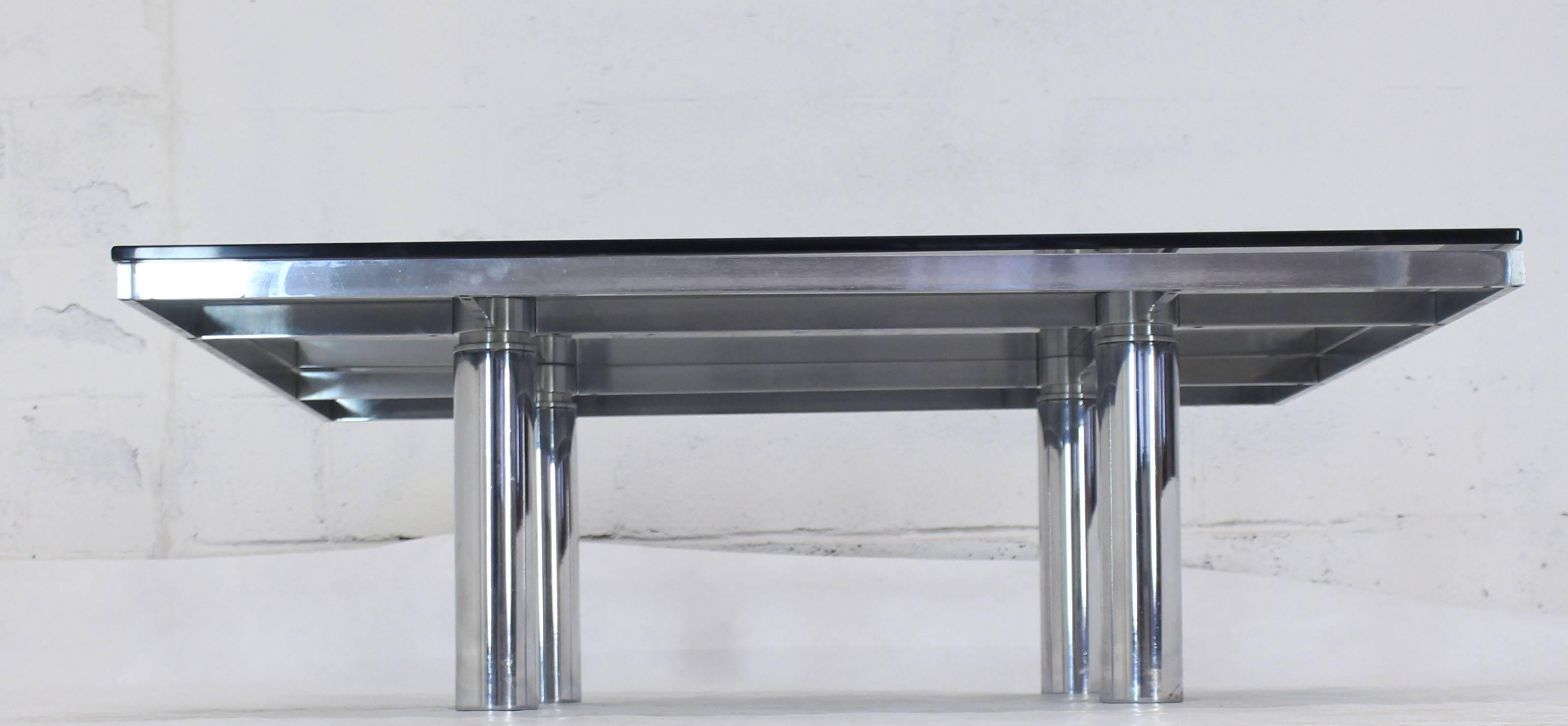 Square Chrome Smoke Glass Coffee Table by Tobia Scarpa for Knoll 2