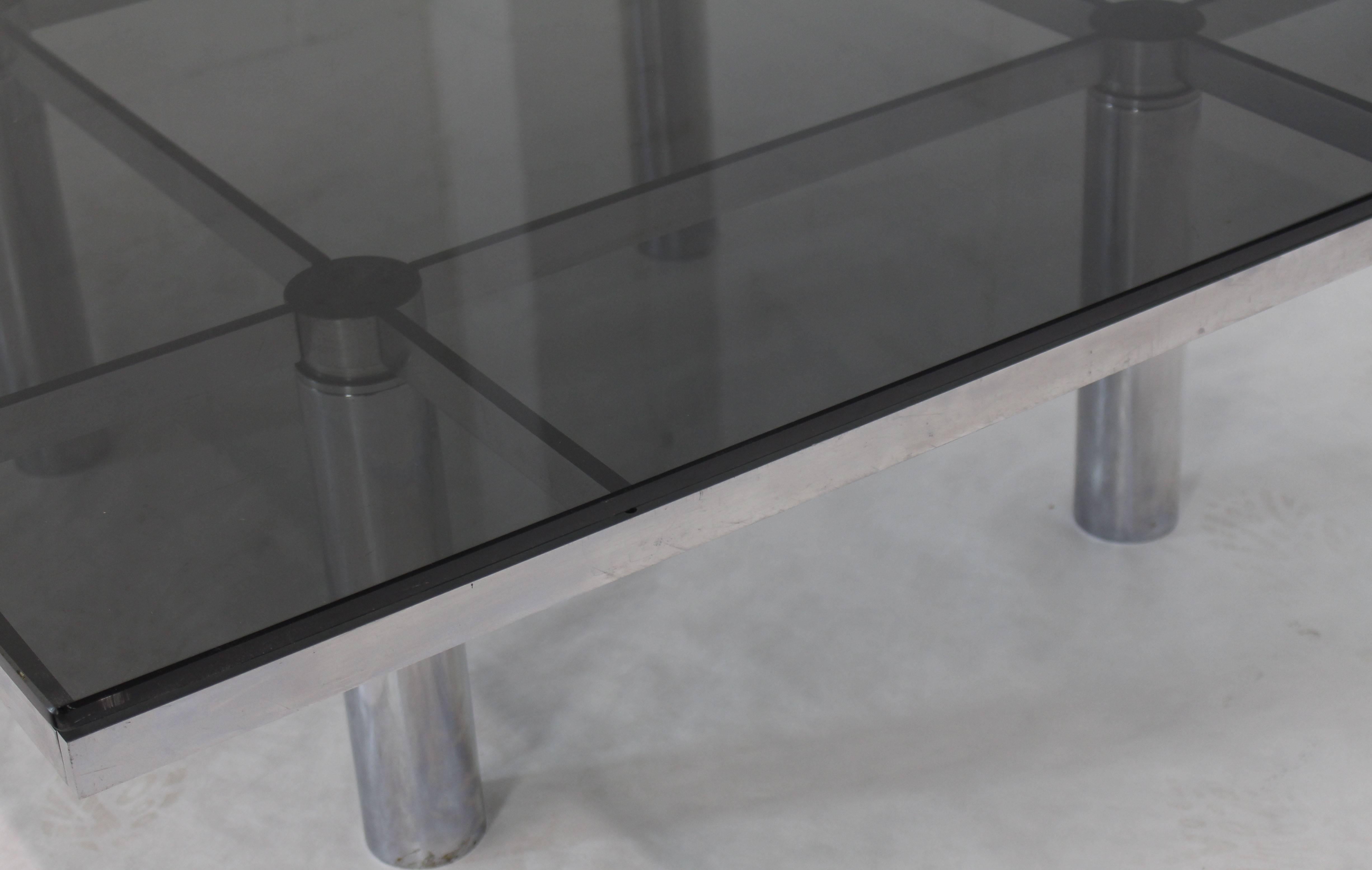 20th Century Square Chrome Smoke Glass Coffee Table by Tobia Scarpa for Knoll