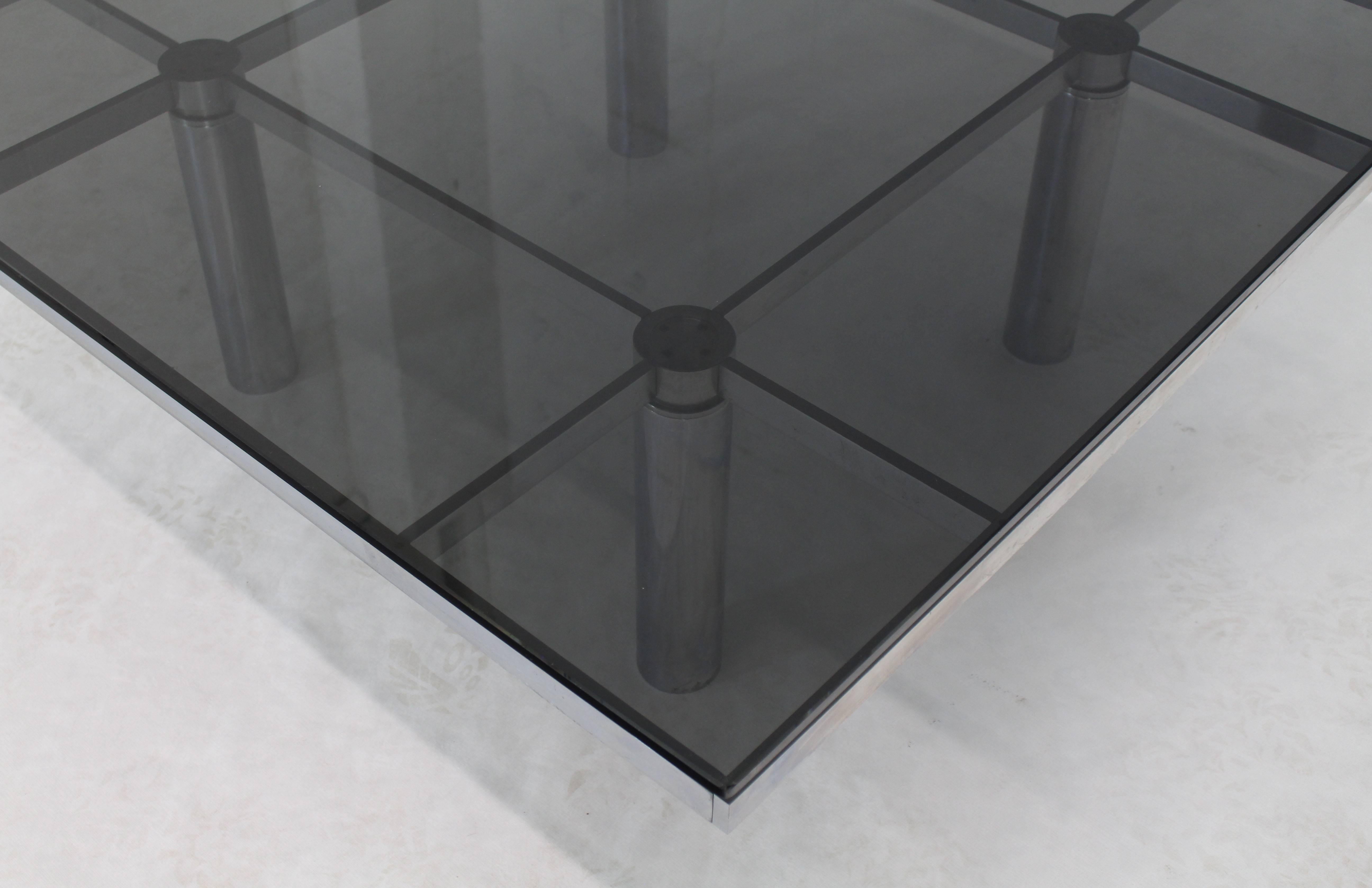 Square Chrome Smoke Glass Coffee Table by Tobia Scarpa for Knoll 1