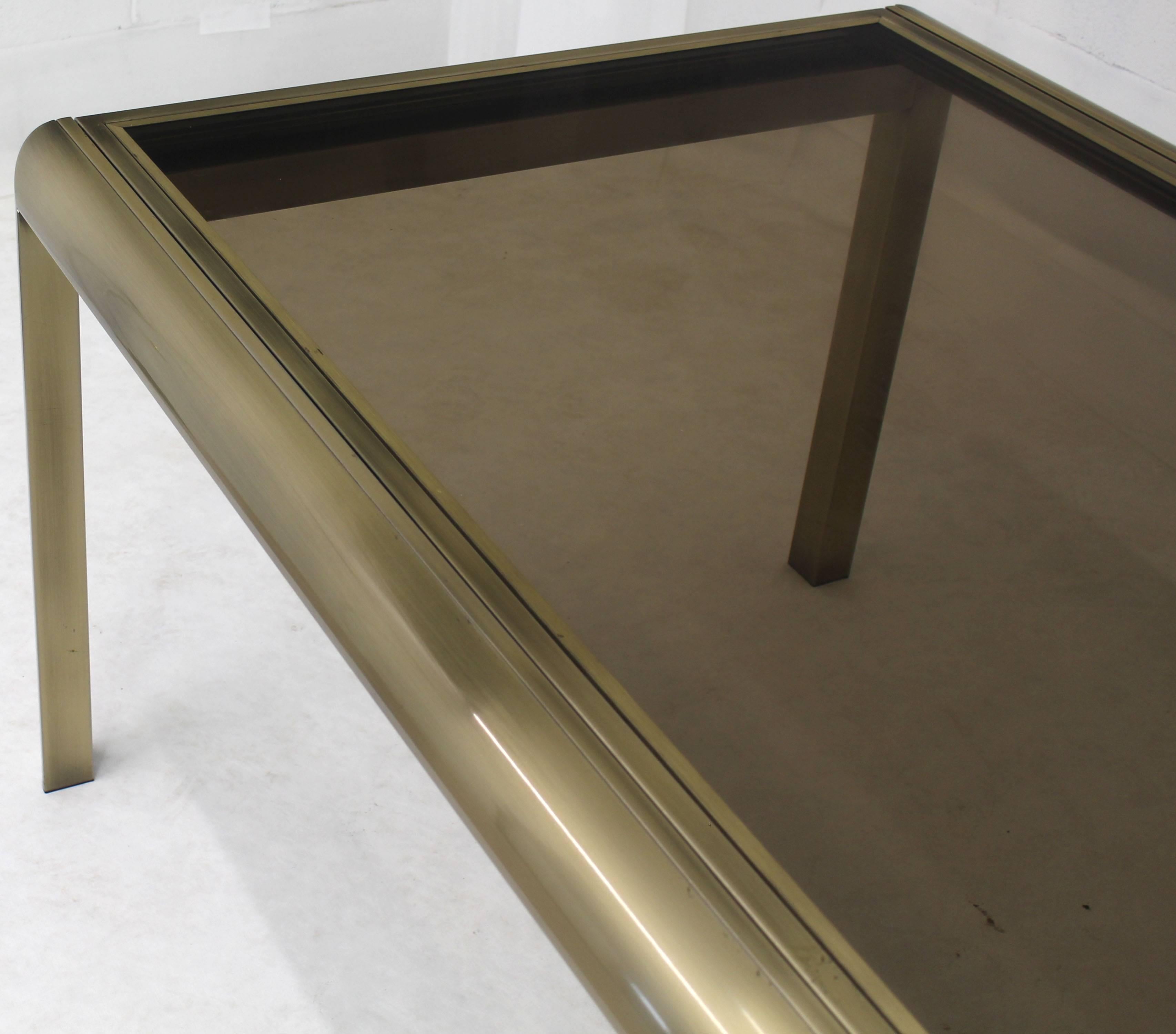 Lacquered Smoked Glass Brass DIA Expandable Dining Table