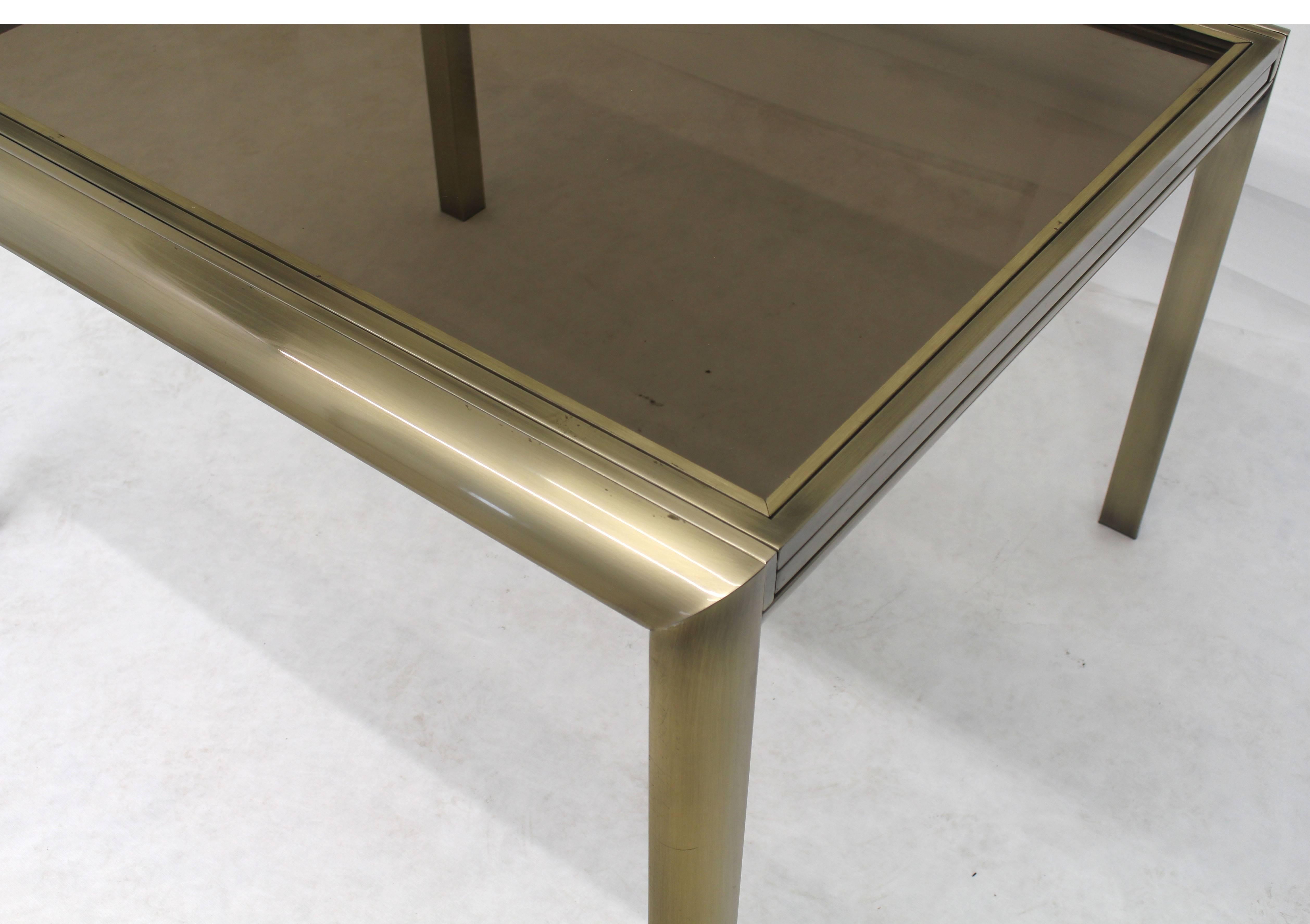 American Smoked Glass Brass DIA Expandable Dining Table