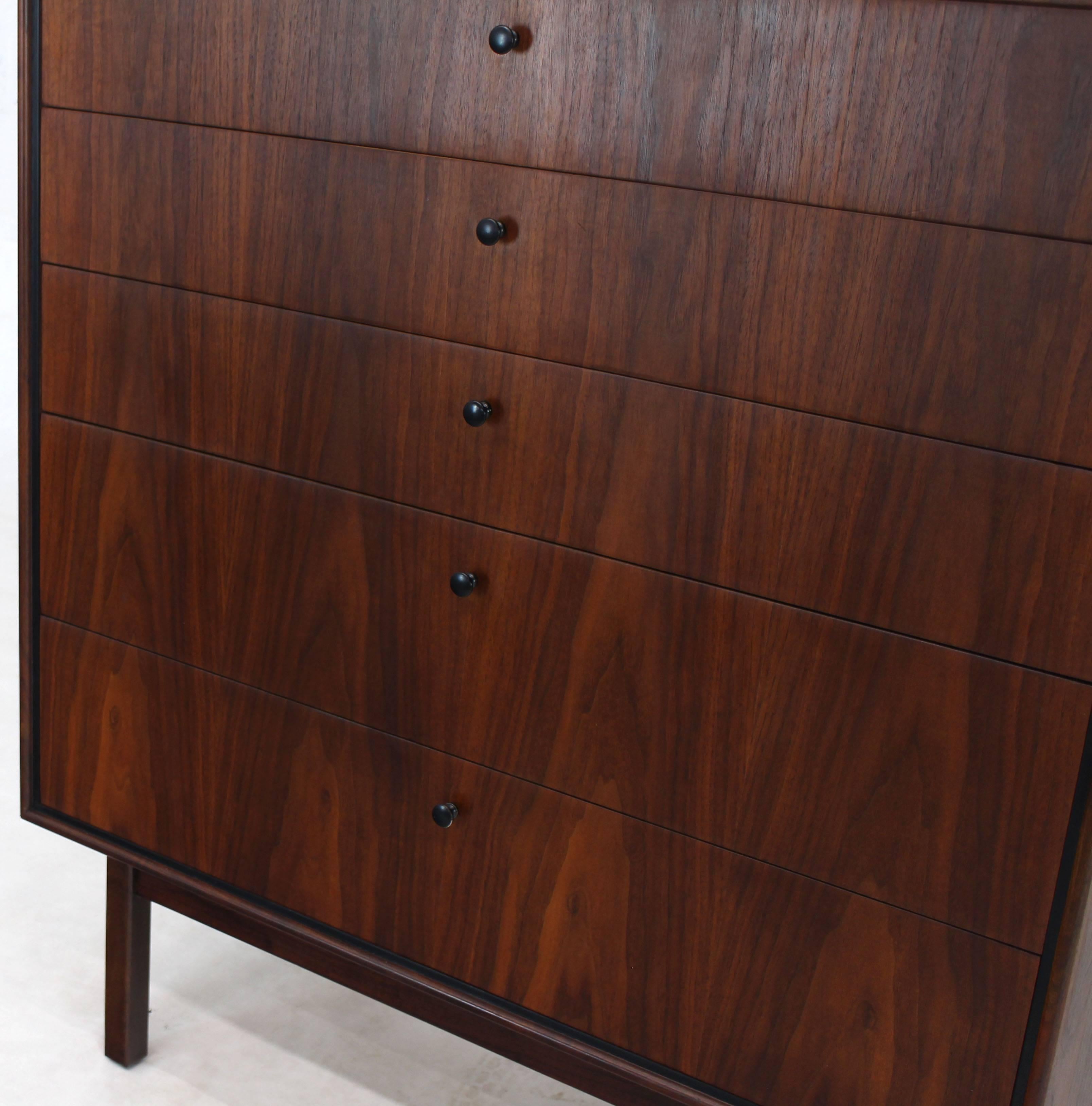 Bookmached Wood Grain Oiled Walnut 6 Drawers Tall High Chest Dresser  2