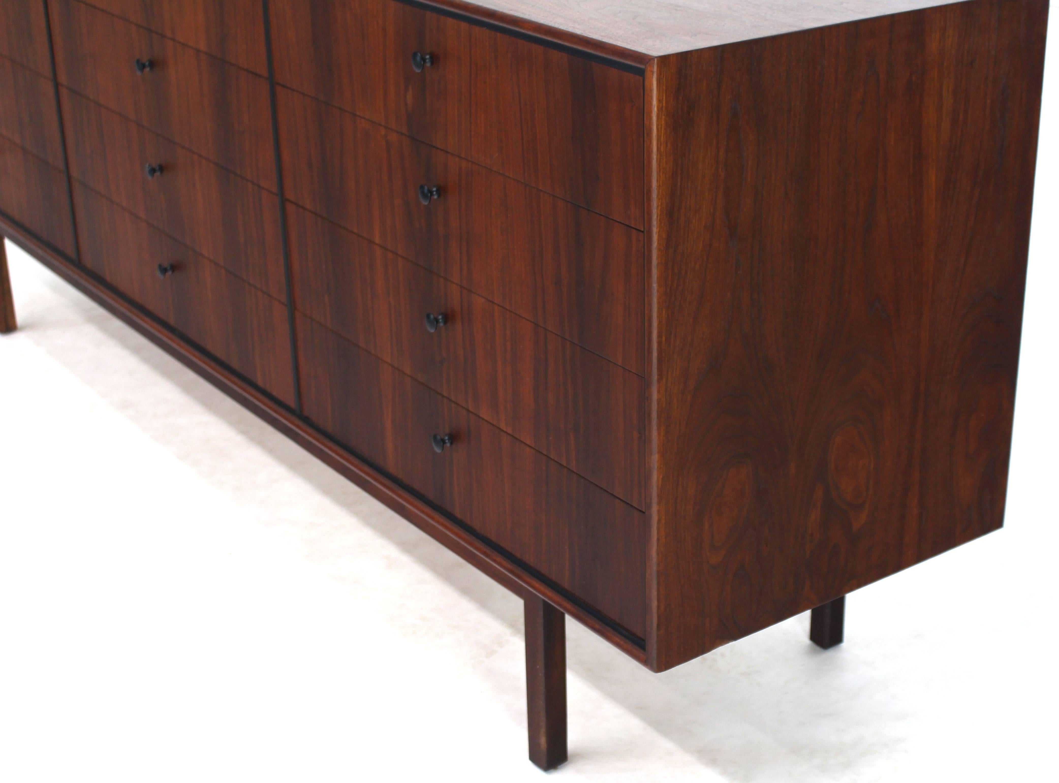 12 Drawers Oiled Walnut Mid Century Modern Long Dresser Credenza Danish 2