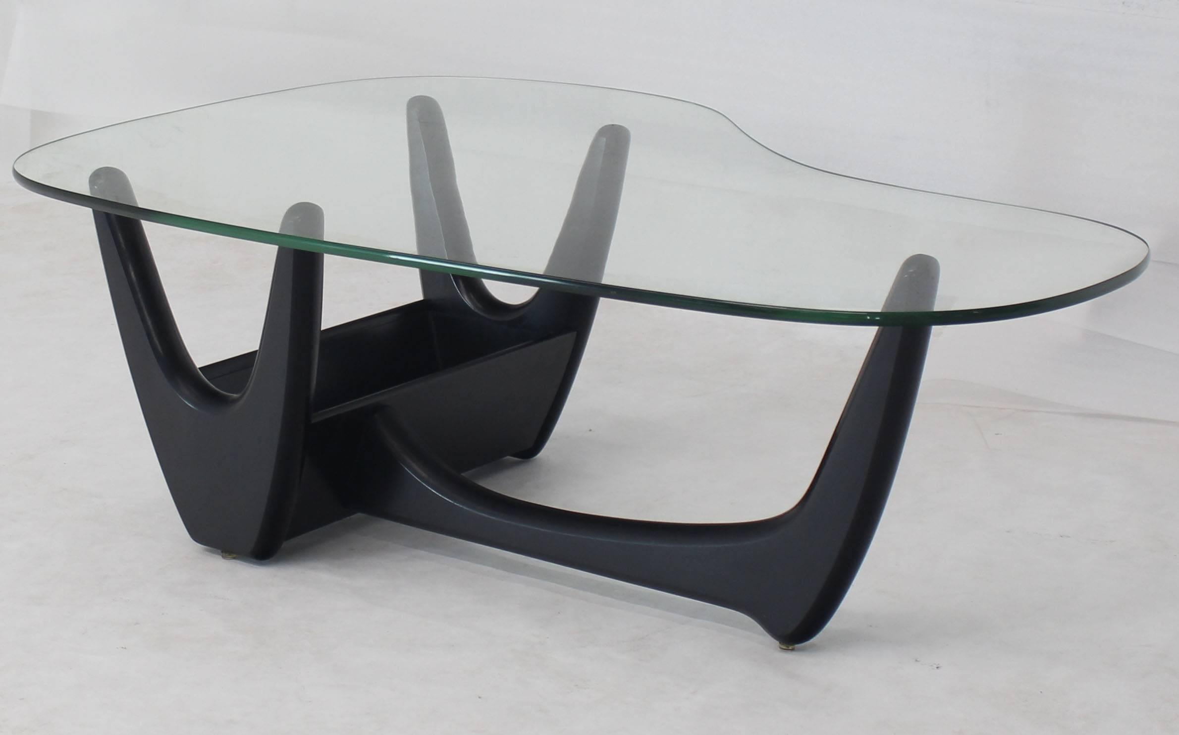 kidney shaped coffee table with glass top