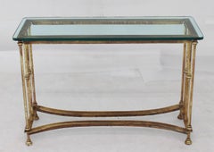 Gold Gild Iron Base Glass Top Console Table