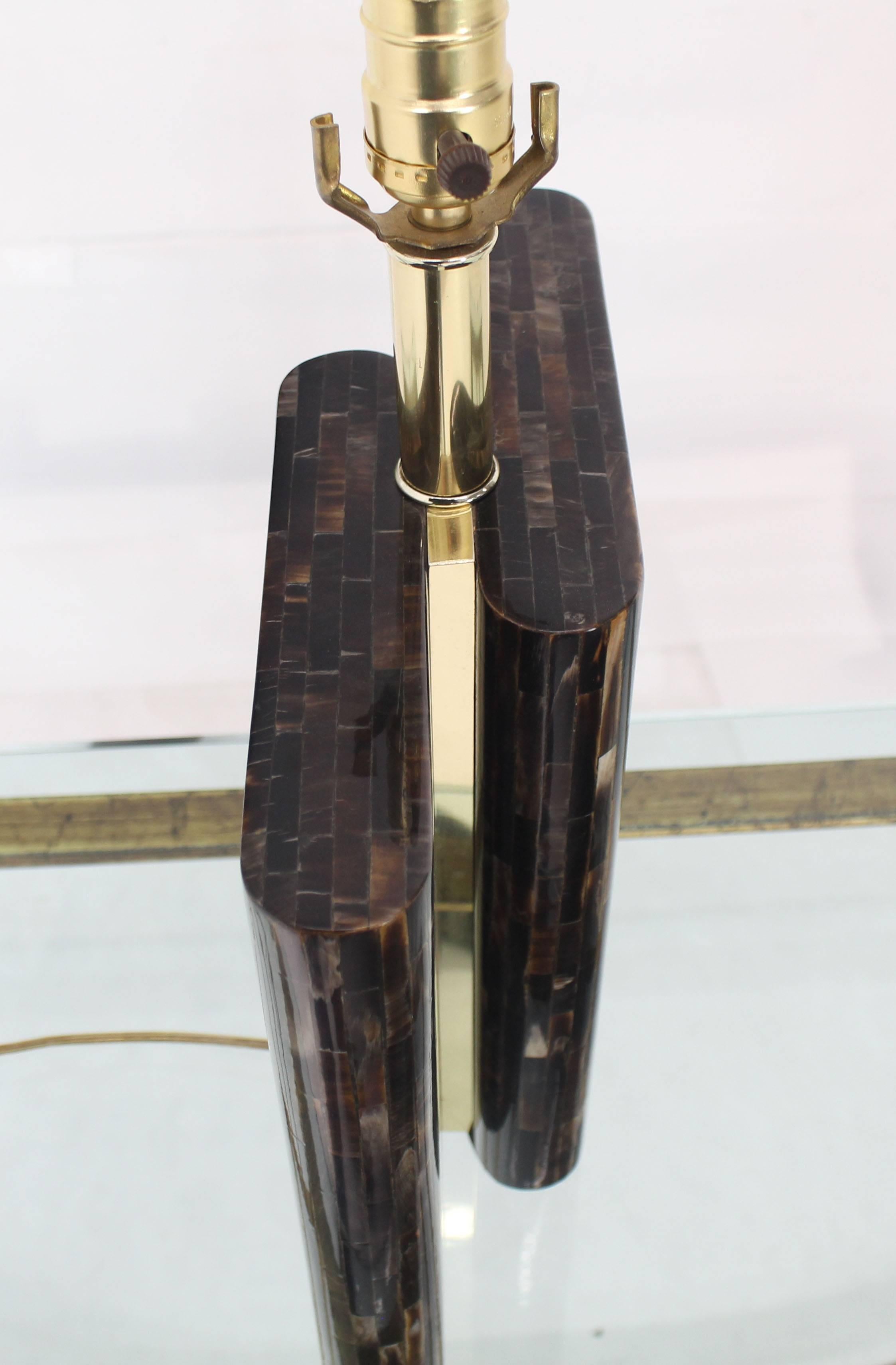 Blackened Tessellated Dark Bone Tile Table Lamp For Sale